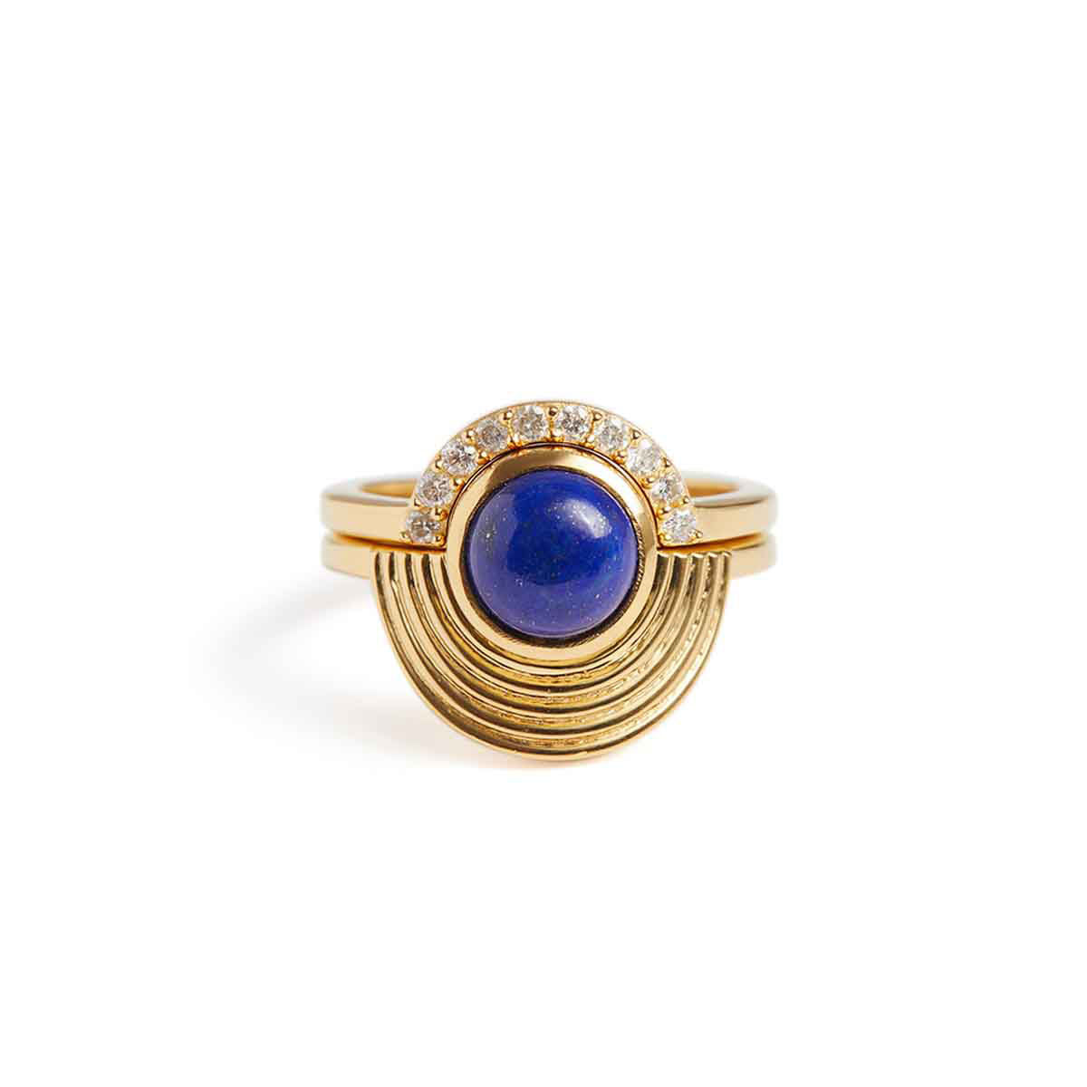 Interstellar Lapis Lazuli Fine Stack Solid Gold