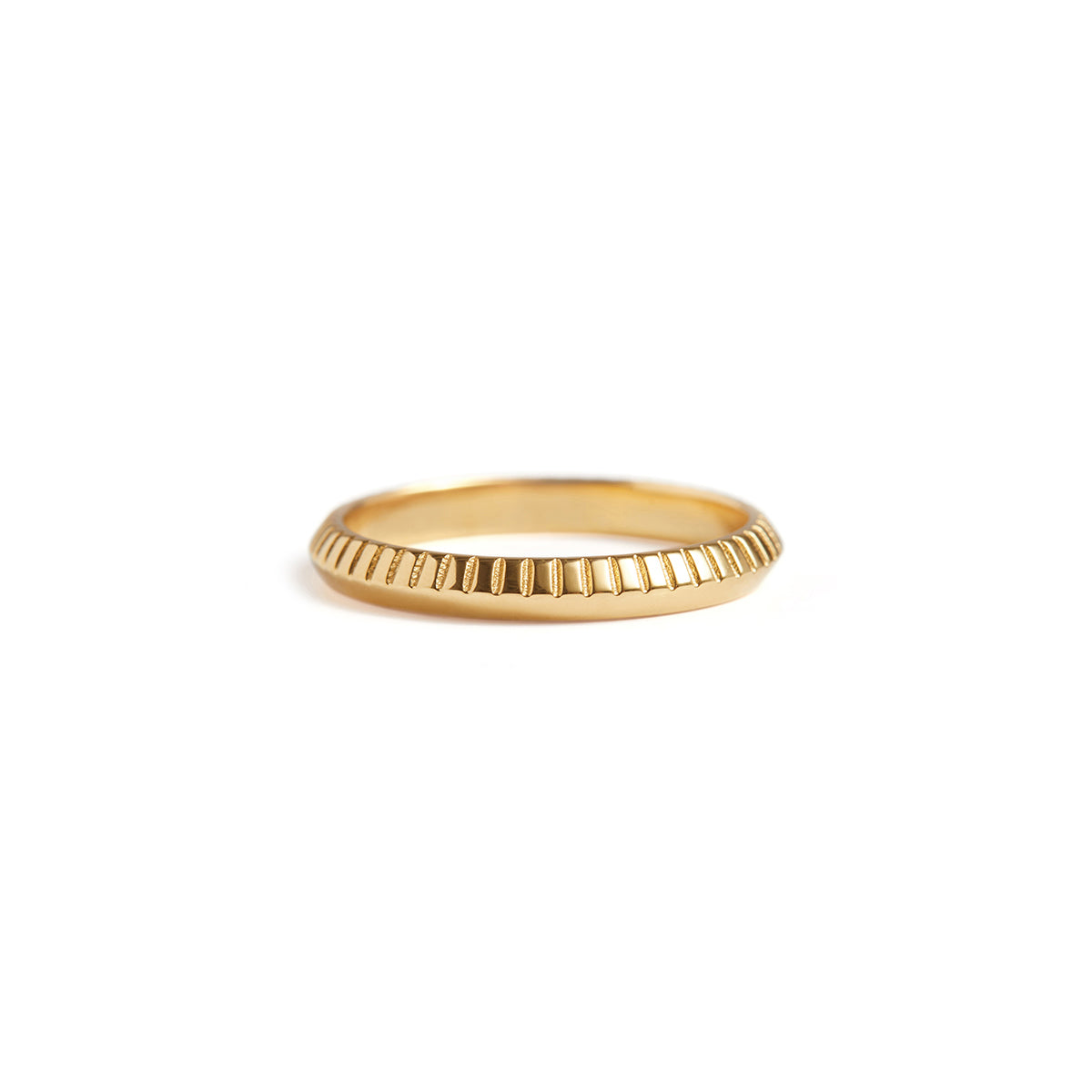 Knife Edged Engraved Ring Solid Gold