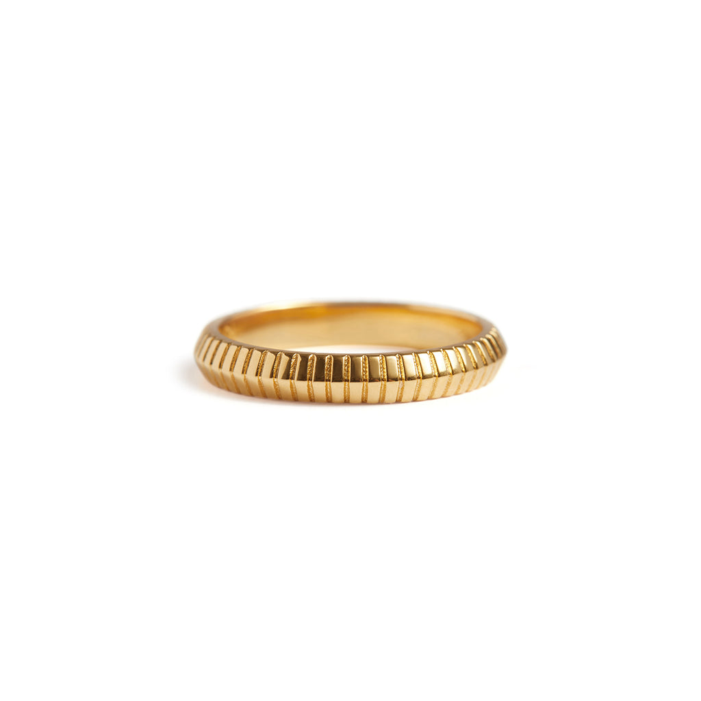 Knife Edge Double Engraved Ring Solid