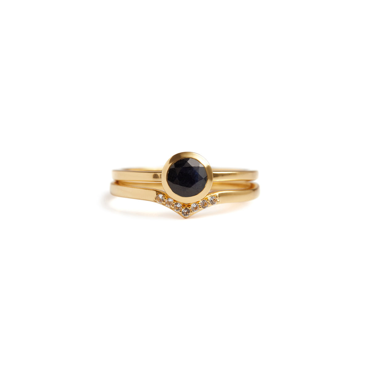 Peak Pave & Solitaire Stack Solid Gold