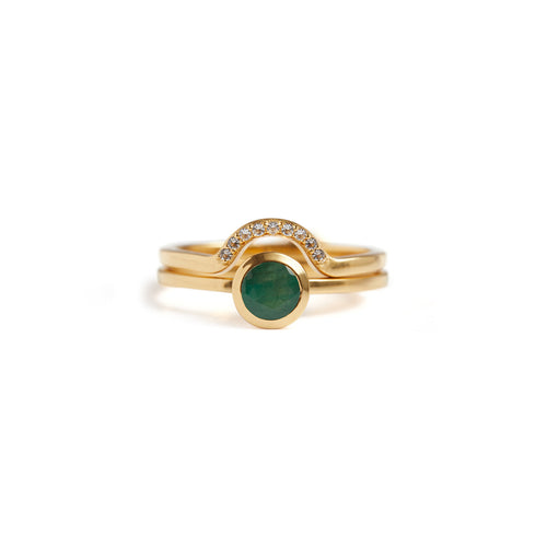 Mountain Pave & Solitaire Stack Emerald Solid Gold Rachel Entwistle