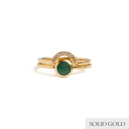 Mountain Pave & Solitaire Stack Emerald Solid Gold Rachel Entwistle