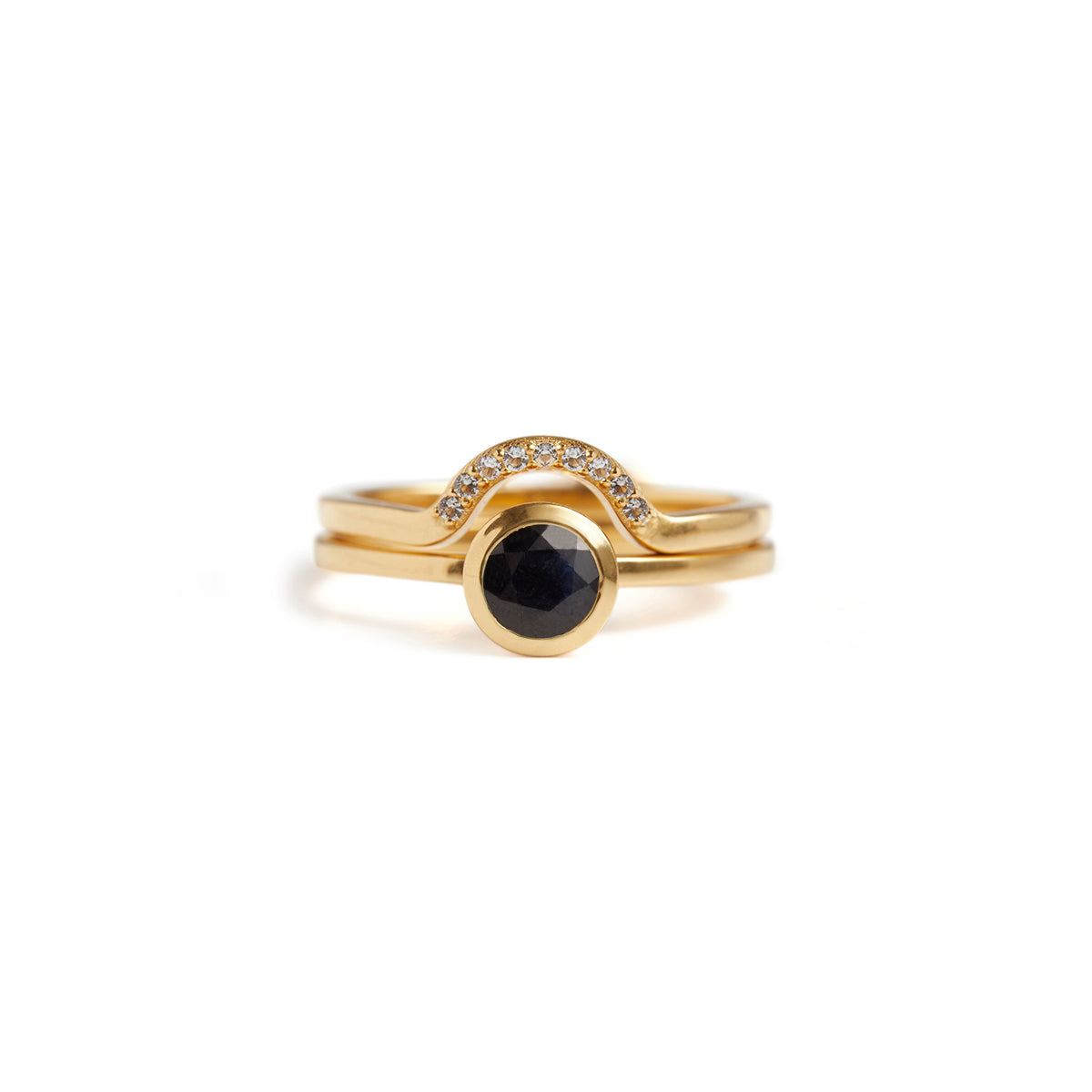 Mountain Pave & Solitaire Stack Solid Gold