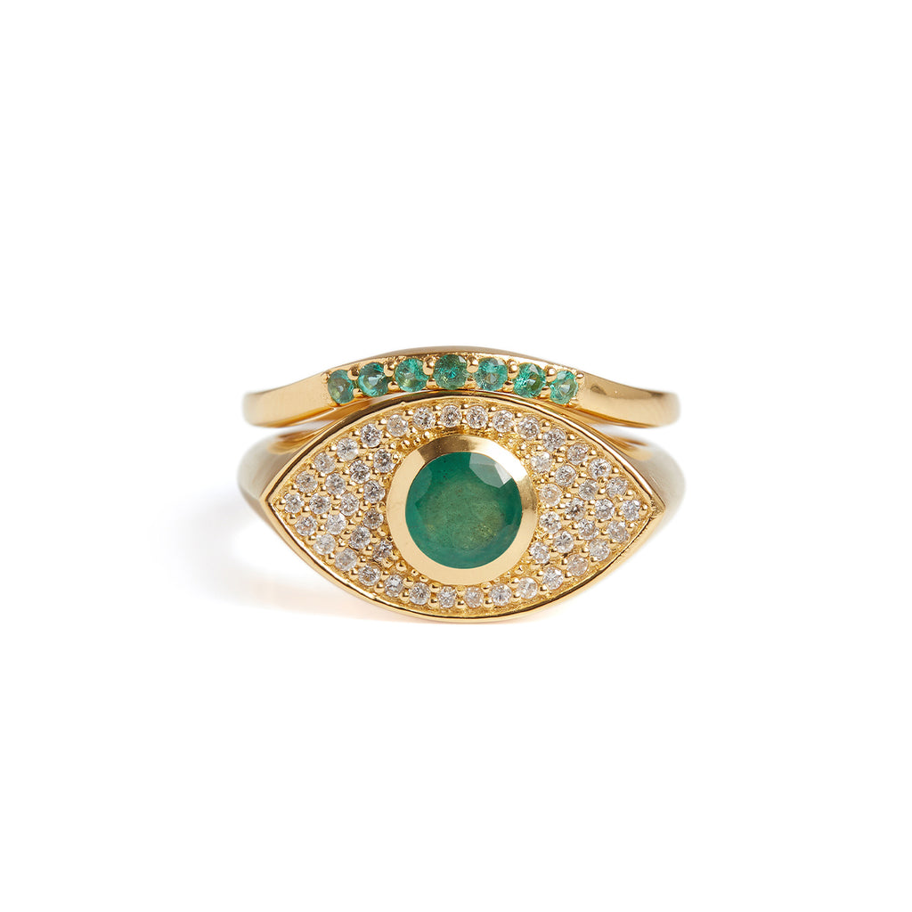 Rays Light Fine Ring Emerald Solid
