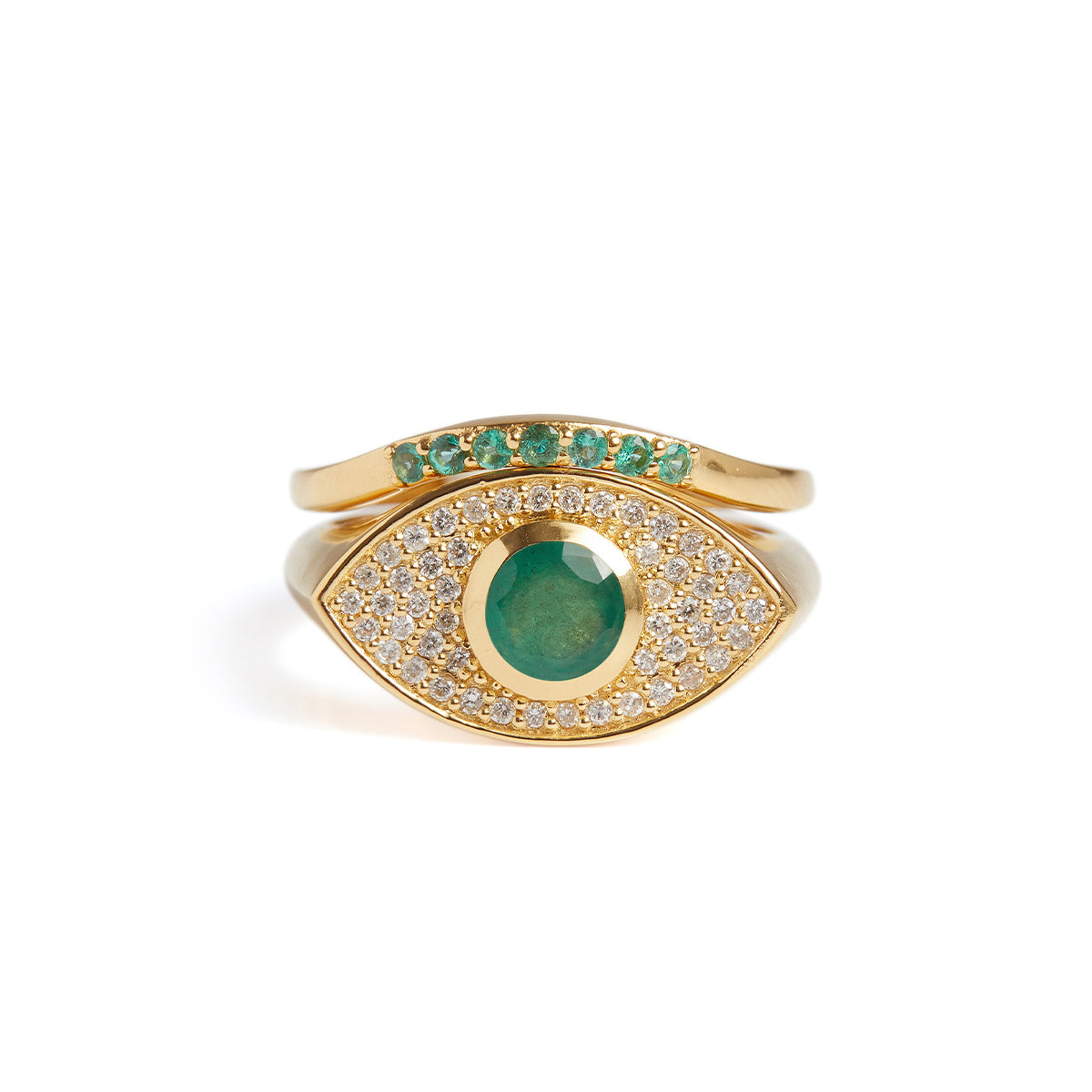 Rays of Light Fine Ring Emerald Solid Gold