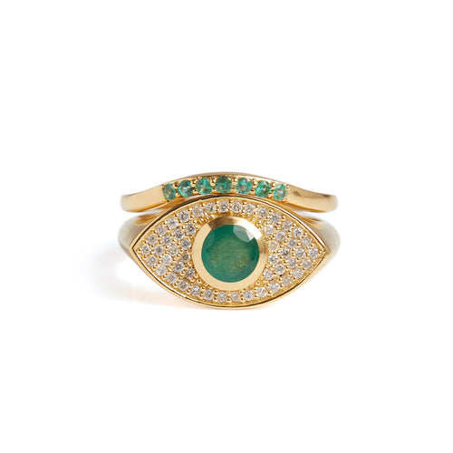 Rays of Light Fine Ring Emerald Solid Gold Rachel Entwistle