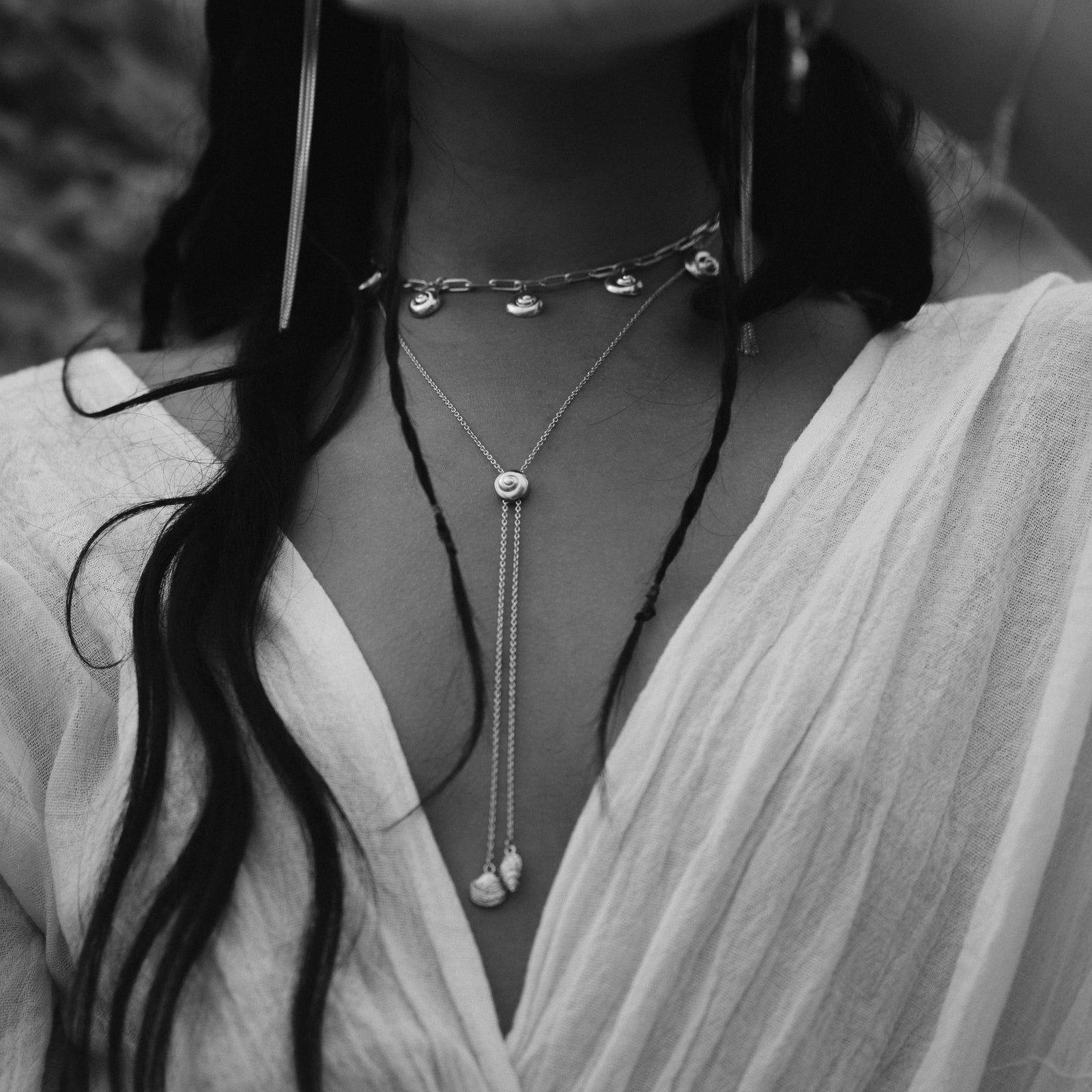 Inanna Spiral Bolero Necklace Silver