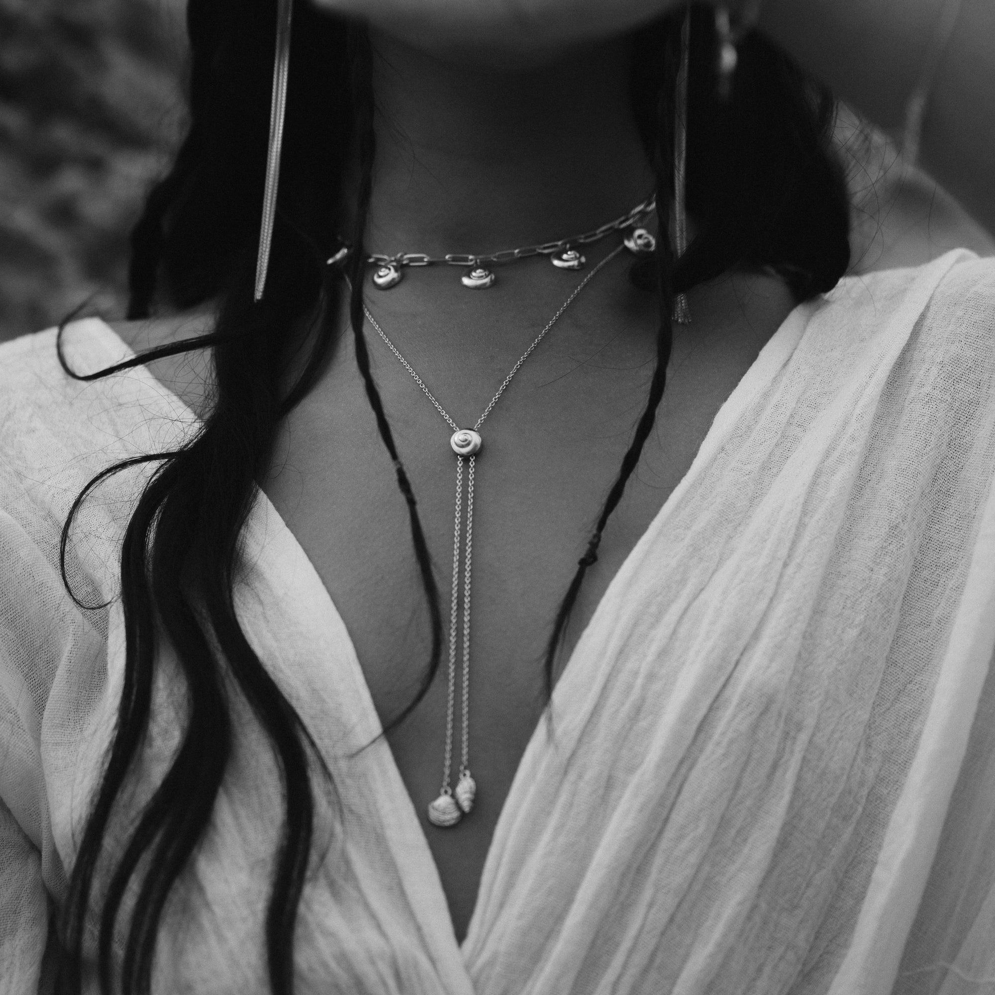 Inanna Spiral Bolero Necklace Silver