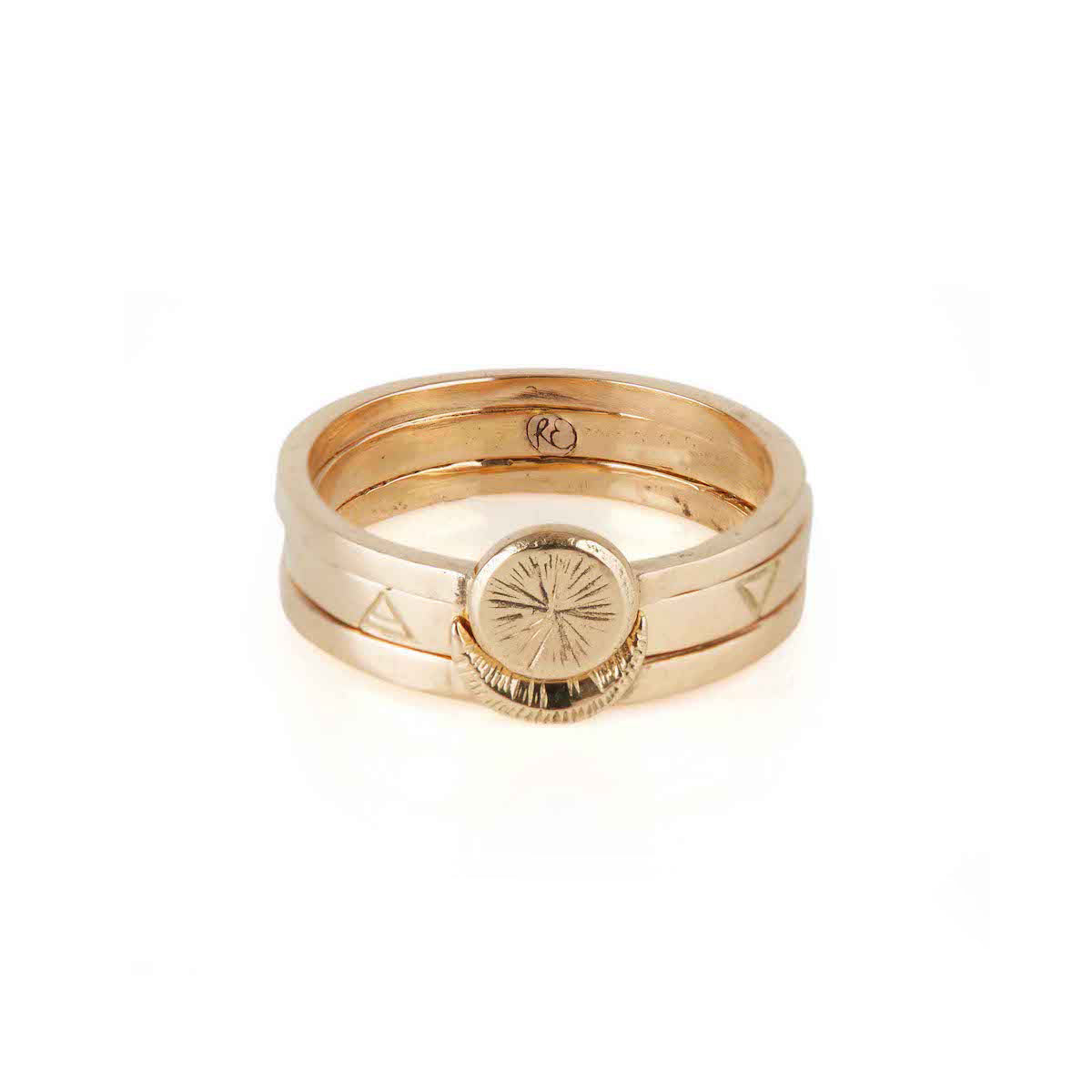 Sun Moon Four Elements Rings Set Solid Gold