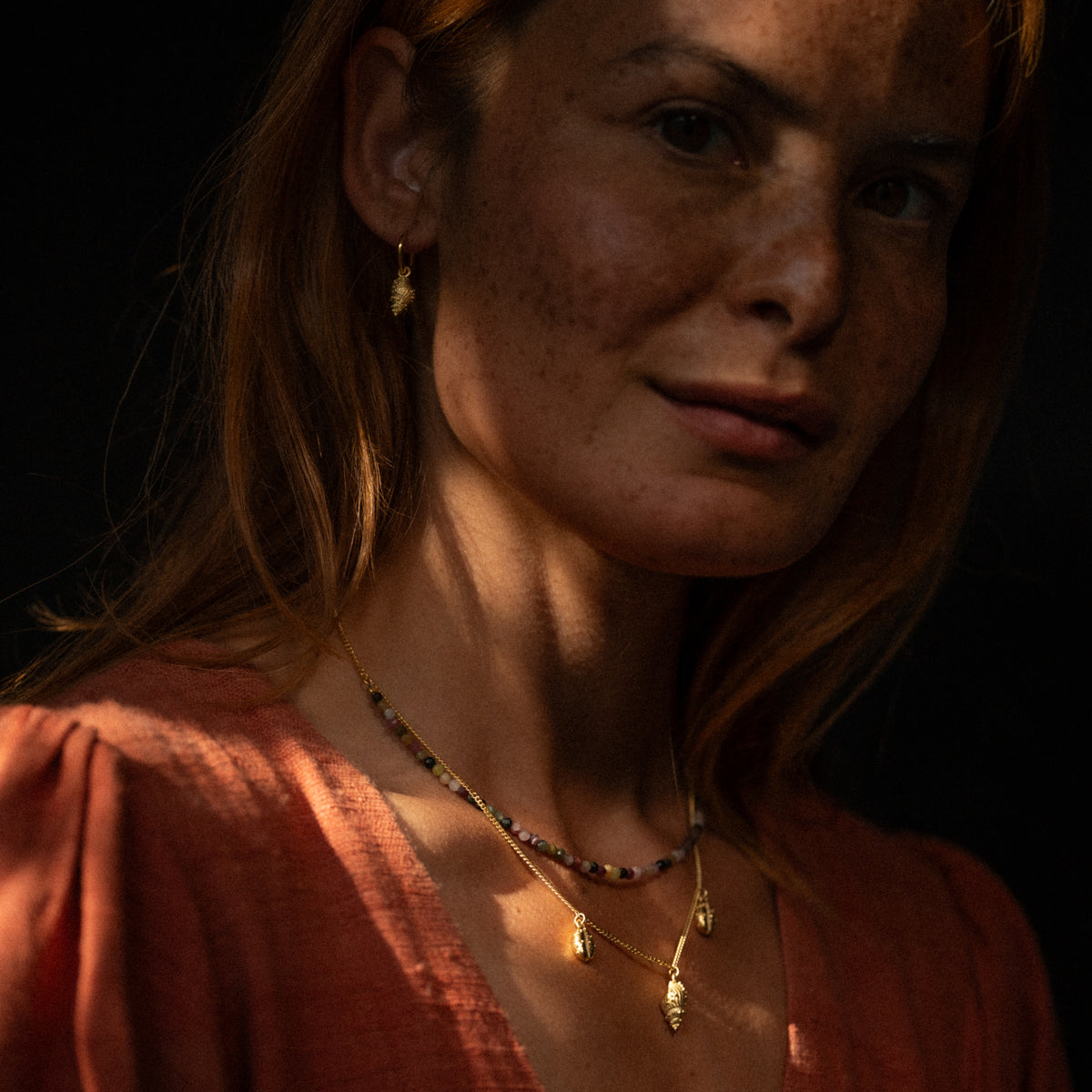 Thalassa Tourmaline Layered Necklace Gold