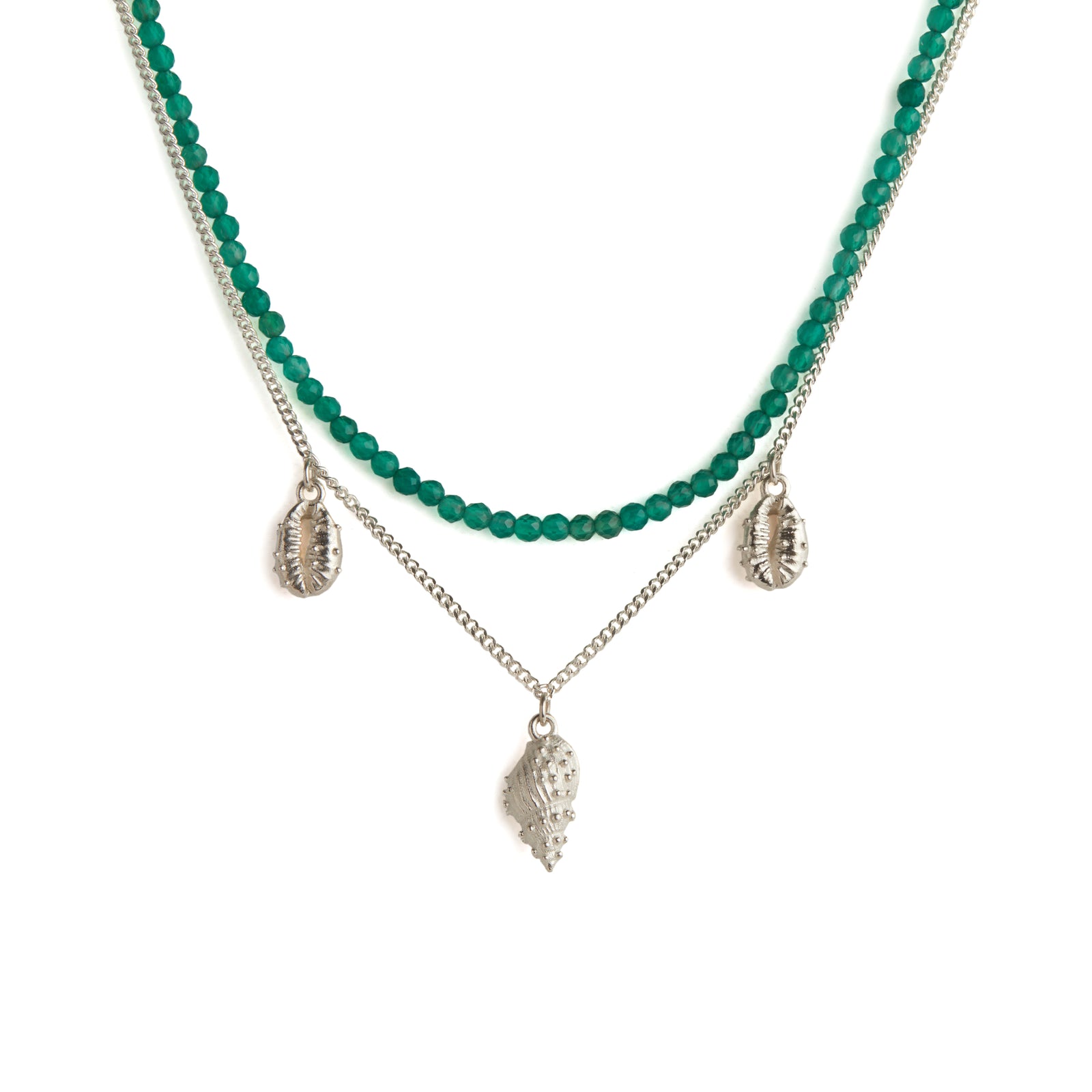 Thalassa Green Onyx Layered Necklace Silver
