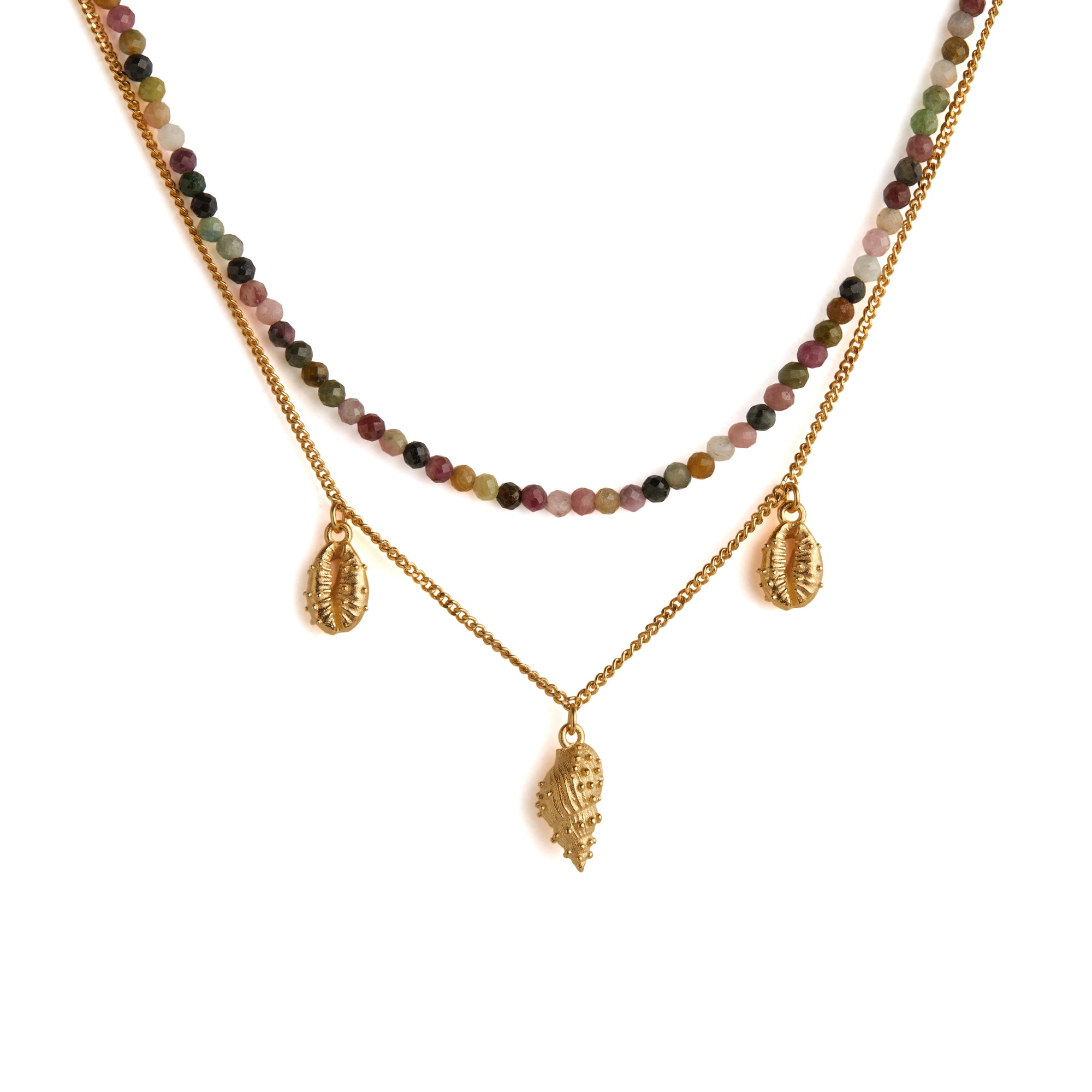 Thalassa Tourmaline Layered Necklace Gold
