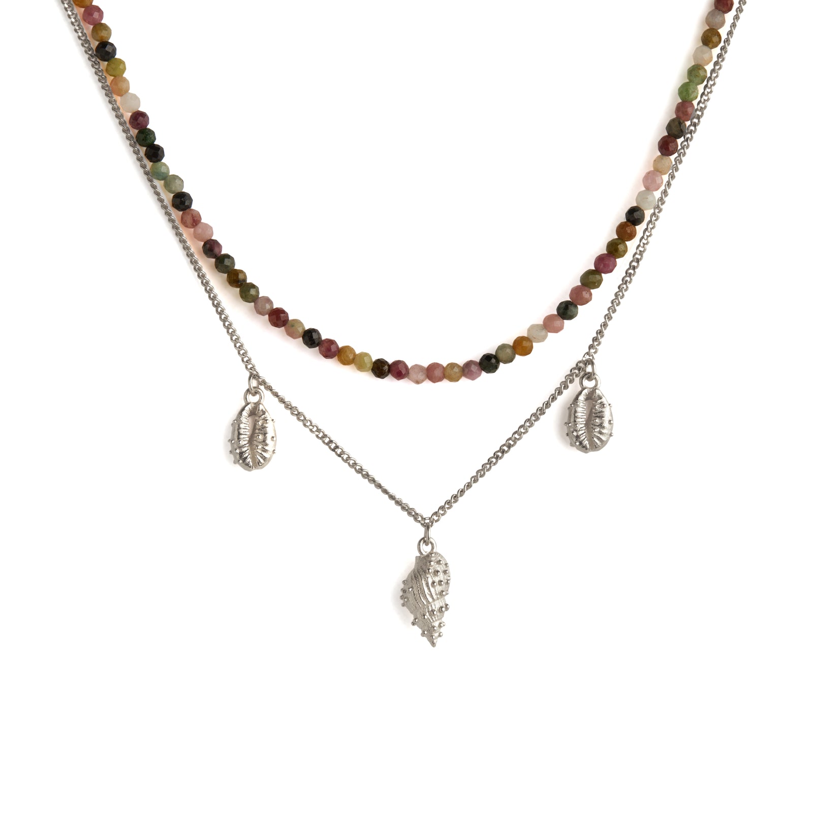 Thalassa Tourmaline Layered Necklace Silver