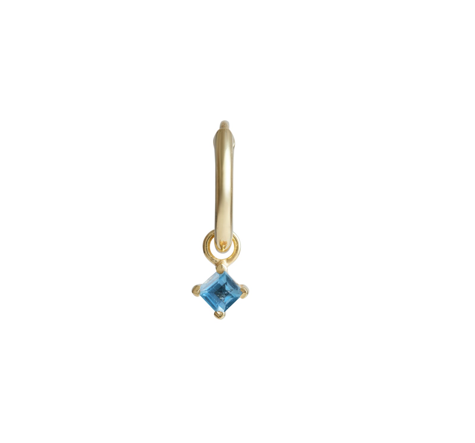 Birthstone Square Charm Hoop Solid Gold