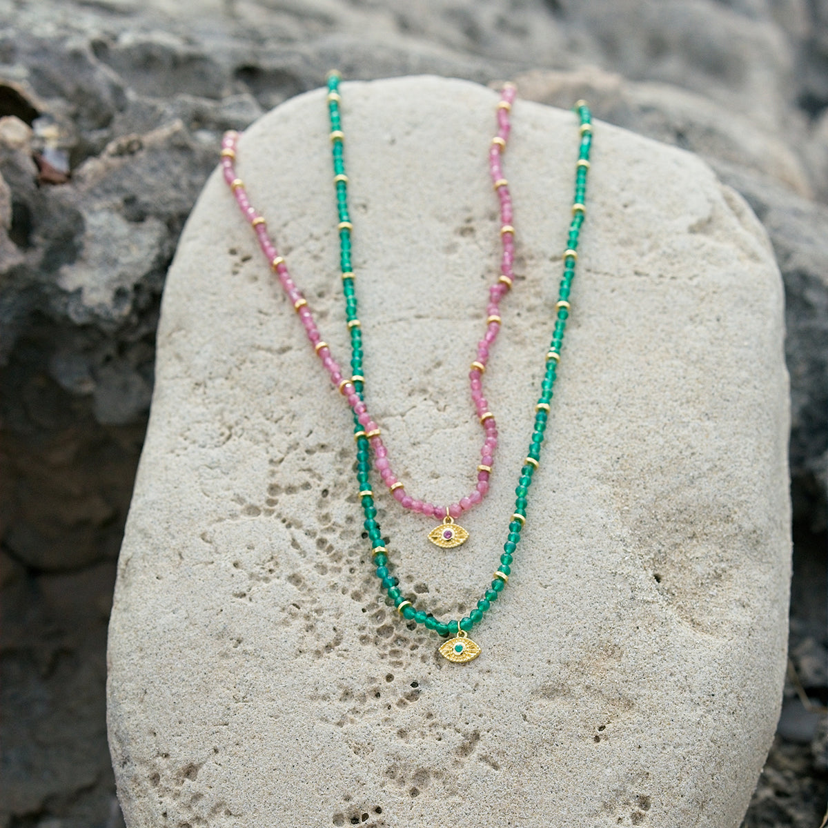 Rays of Light Necklace Tourmaline Gold