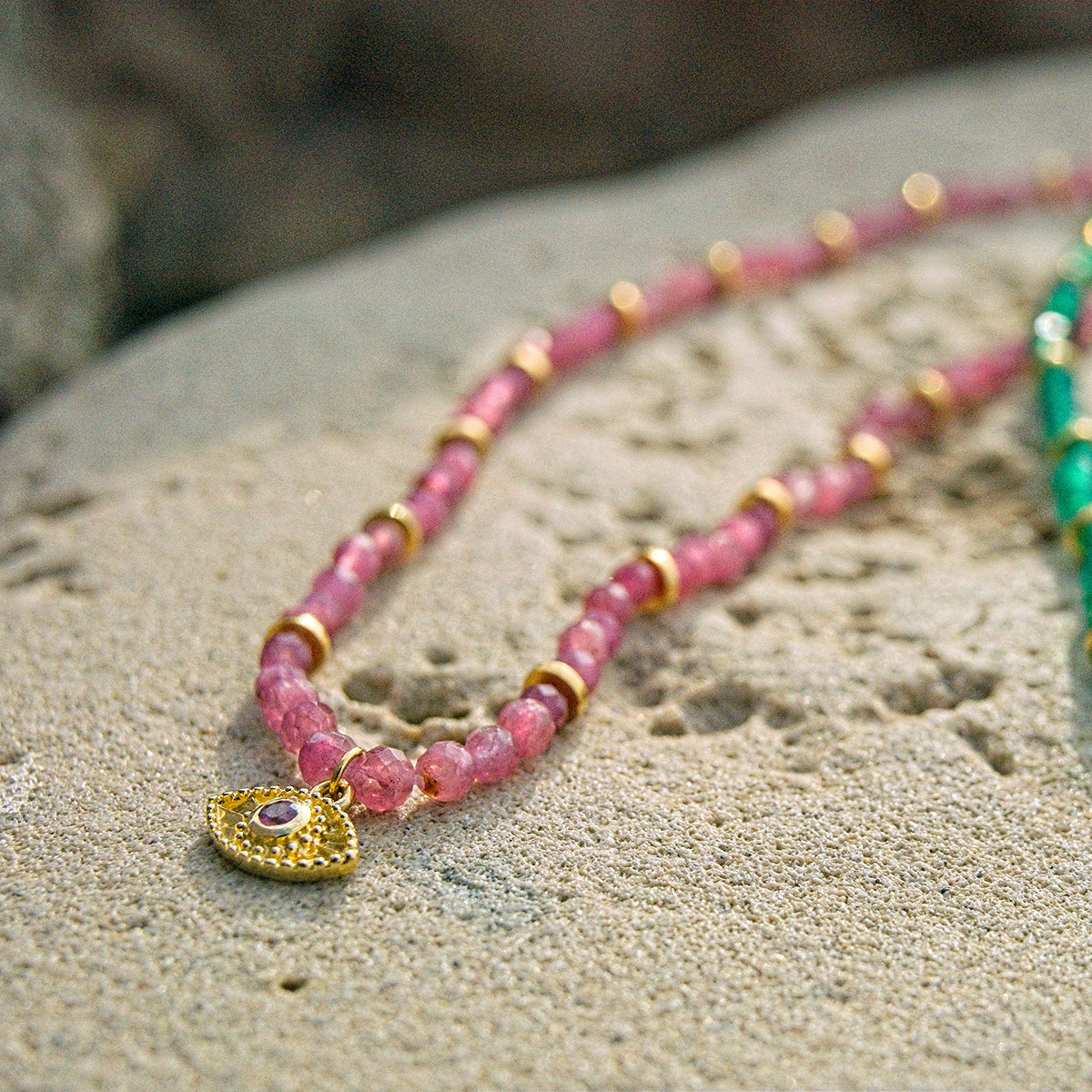 Rays of Light Necklace Tourmaline Gold
