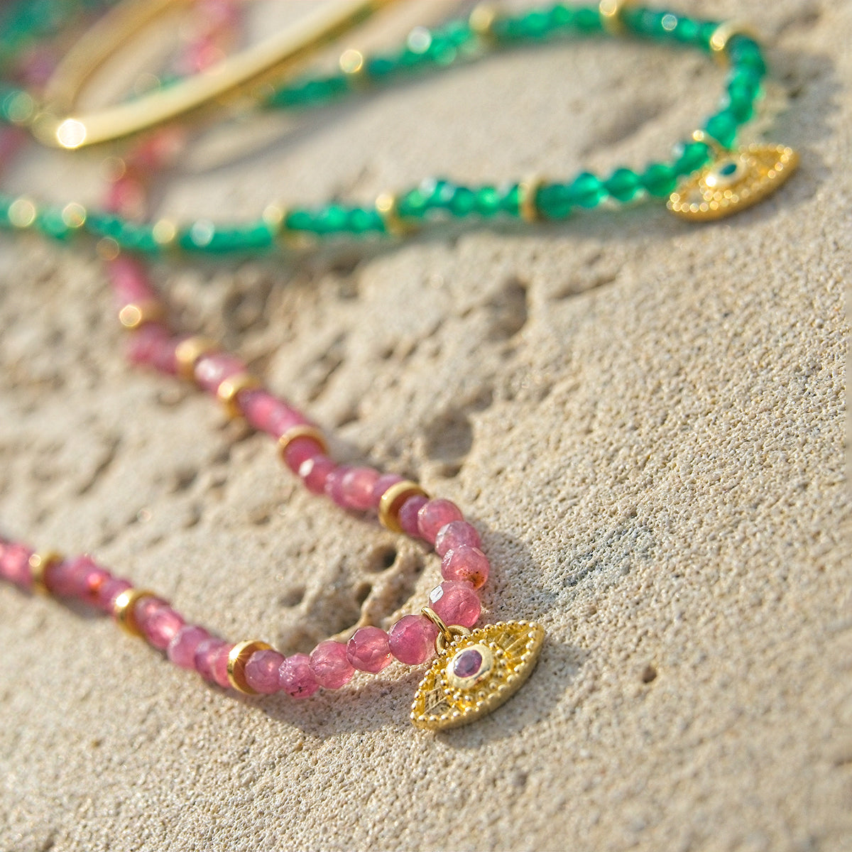 Rays of Light Necklace Tourmaline Gold