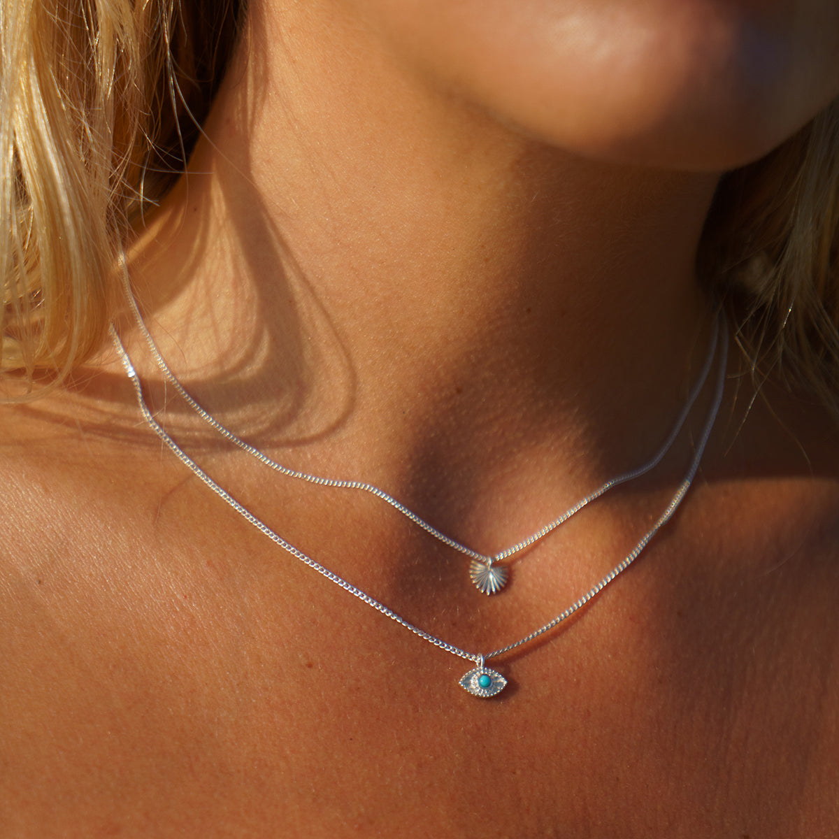 Rays of Light Mini Necklace Turquoise Silver
