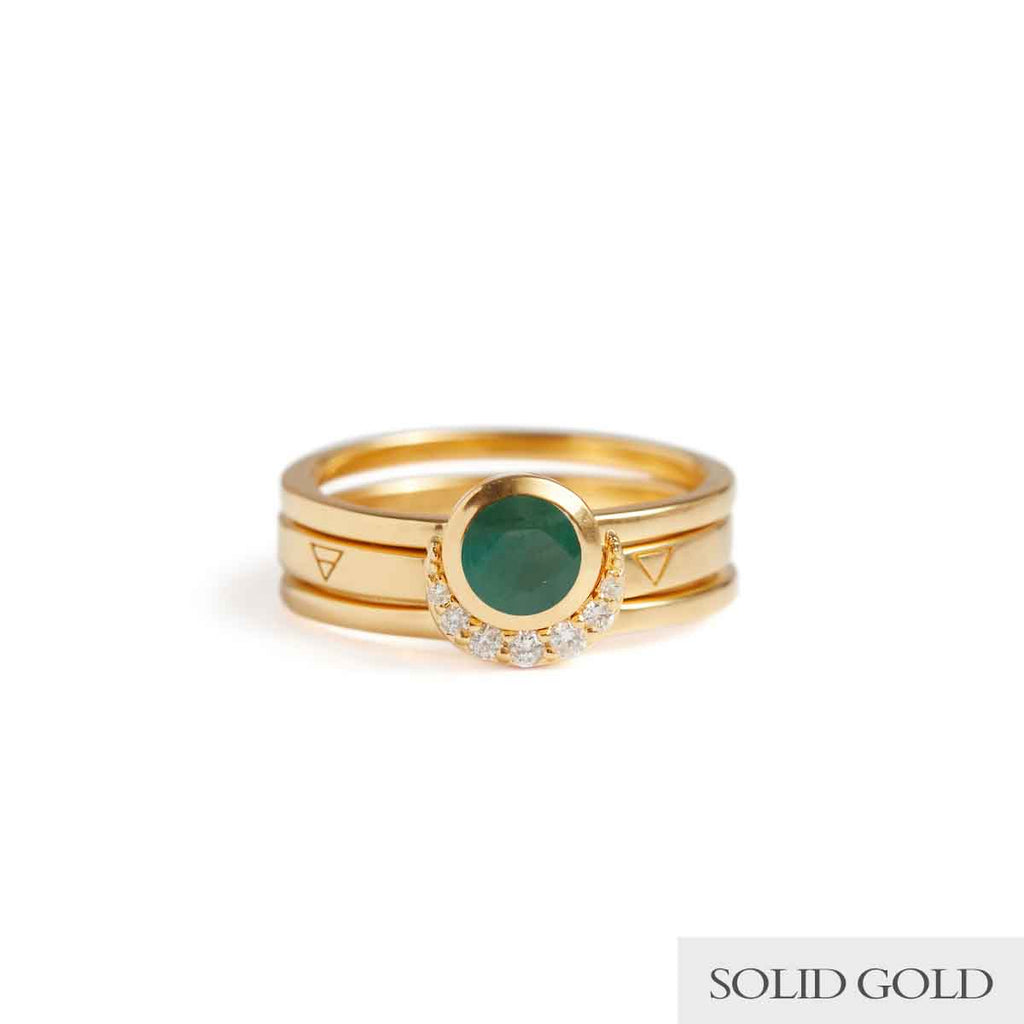 Eclipse Fine Stack Emerald Solid Gold Rachel Entwistle