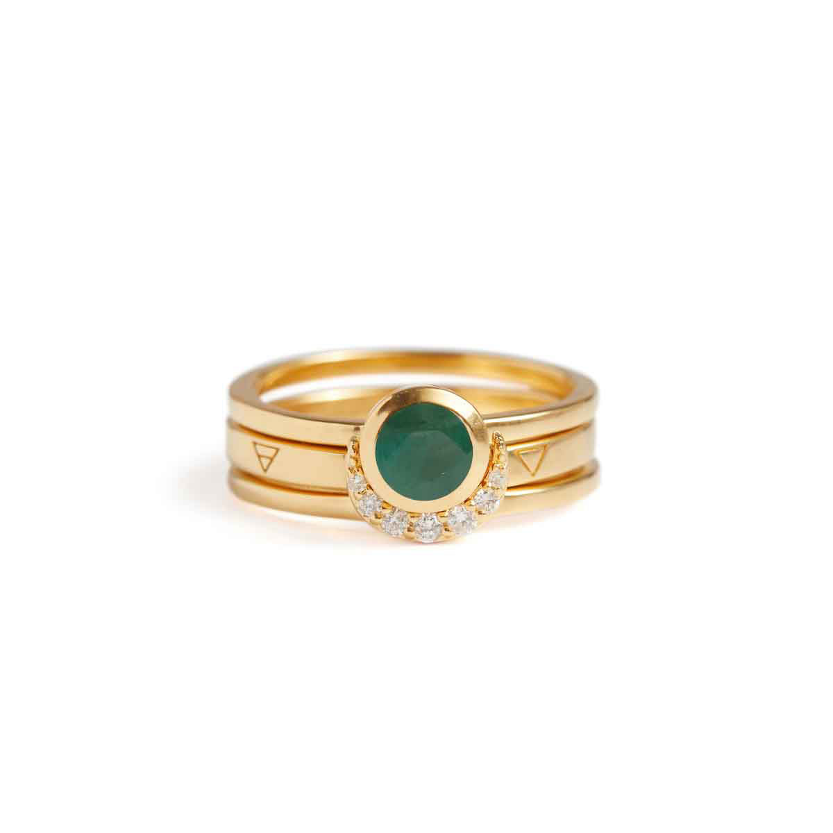 Eclipse Fine Stack Emerald Solid Gold