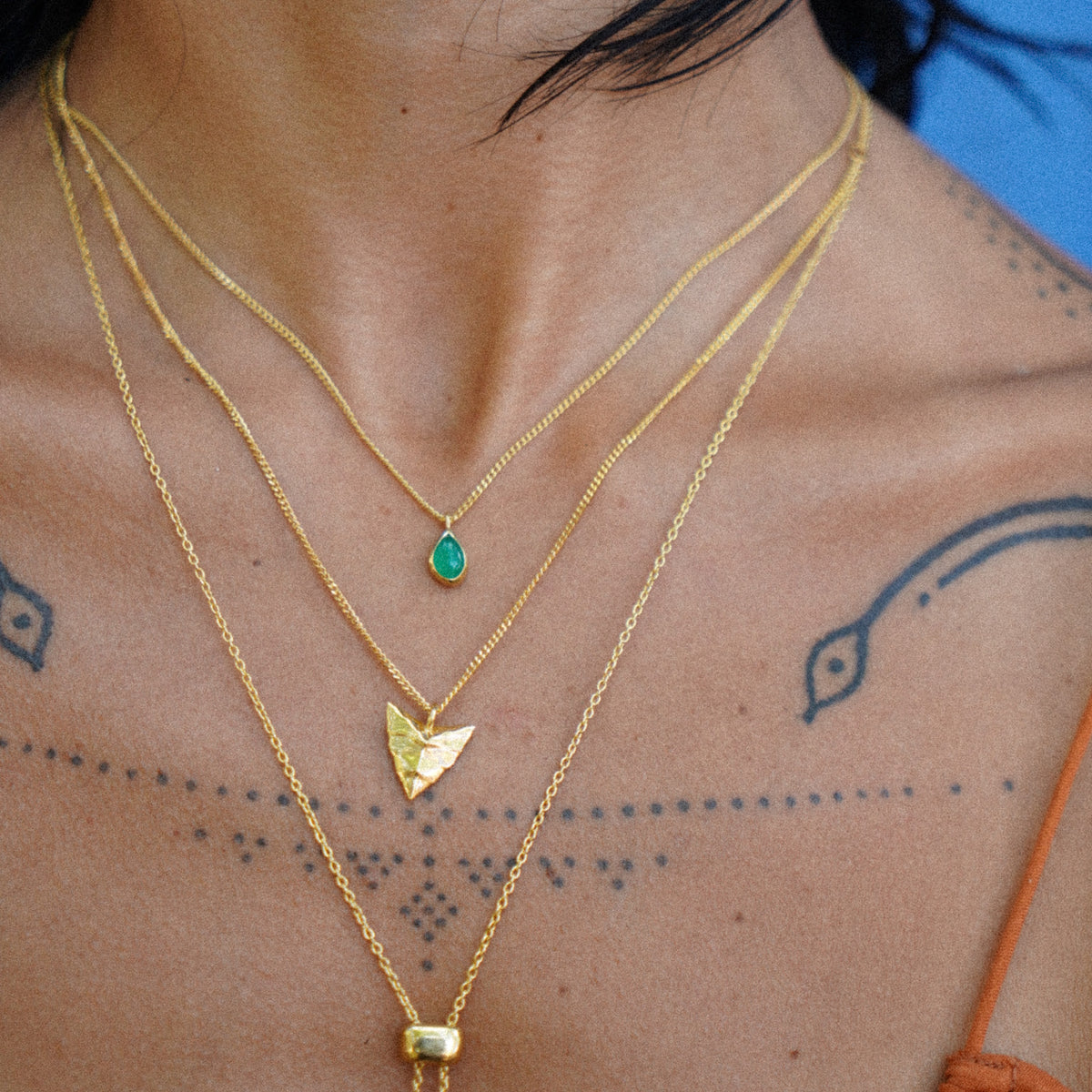 Apollo Necklace Green Onyx Gold