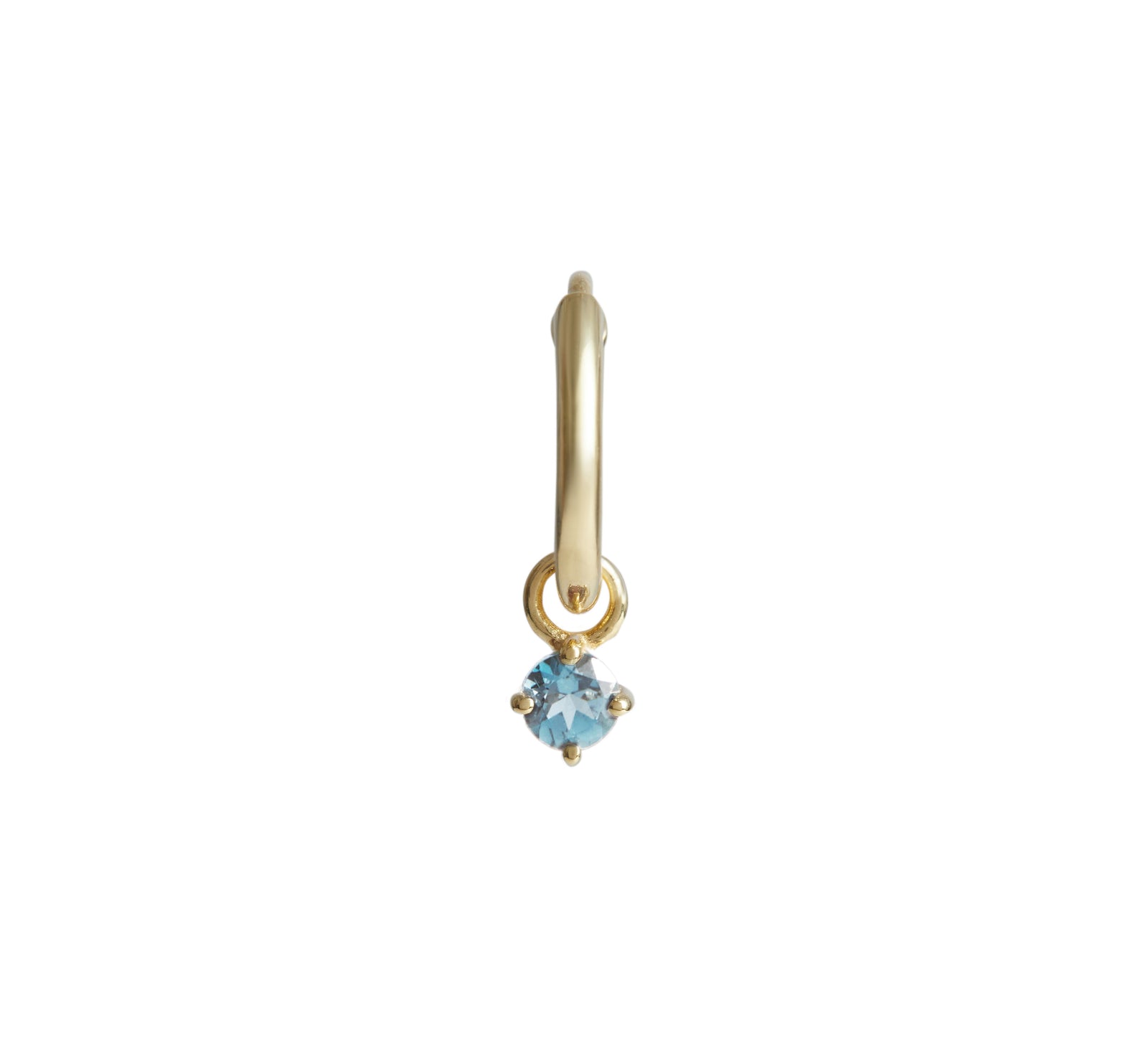Birthstone Round Charm Hoop Solid Gold