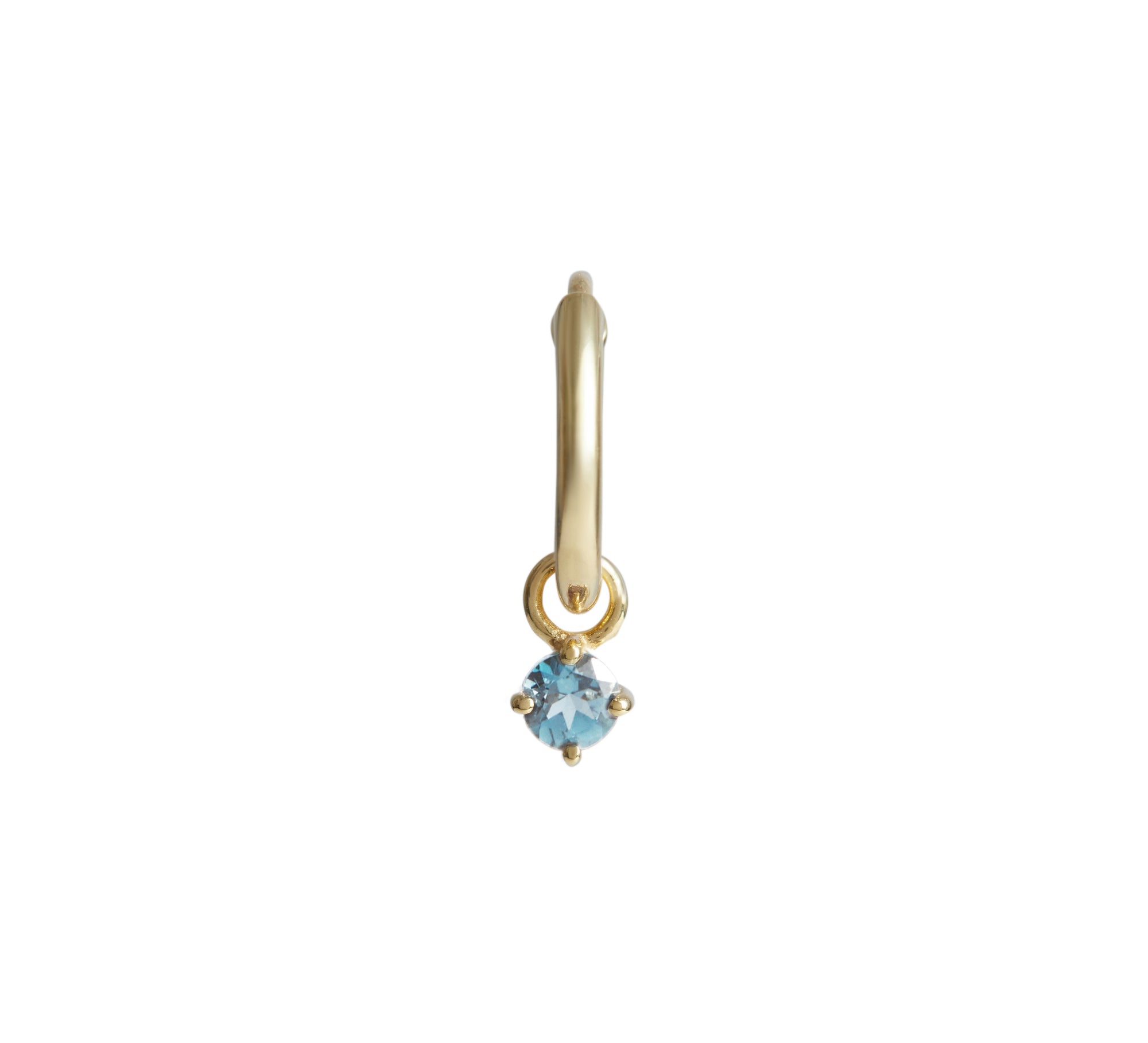 Birthstone Round Charm Hoop Solid Gold