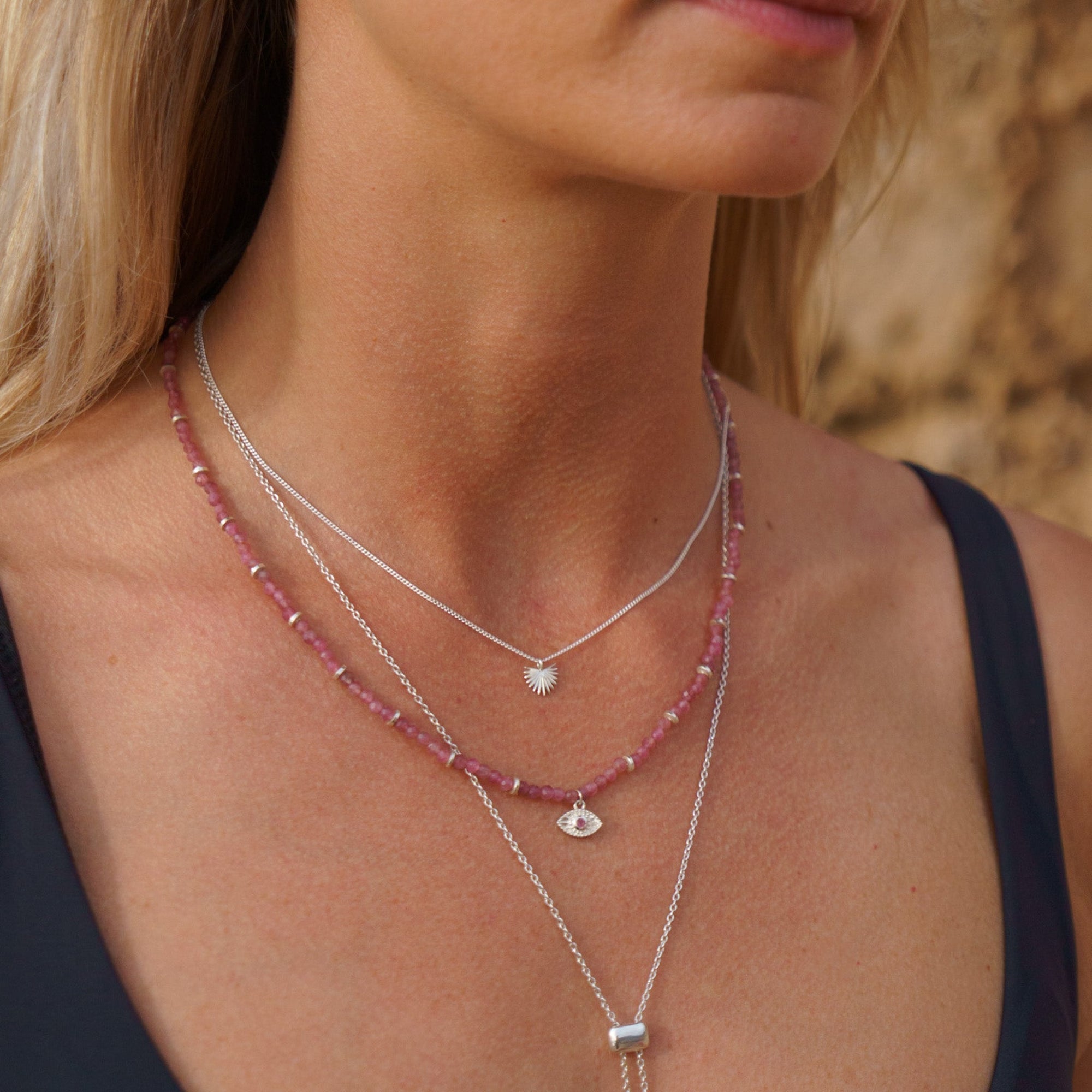 Rays of Light Necklace Tourmaline Silver