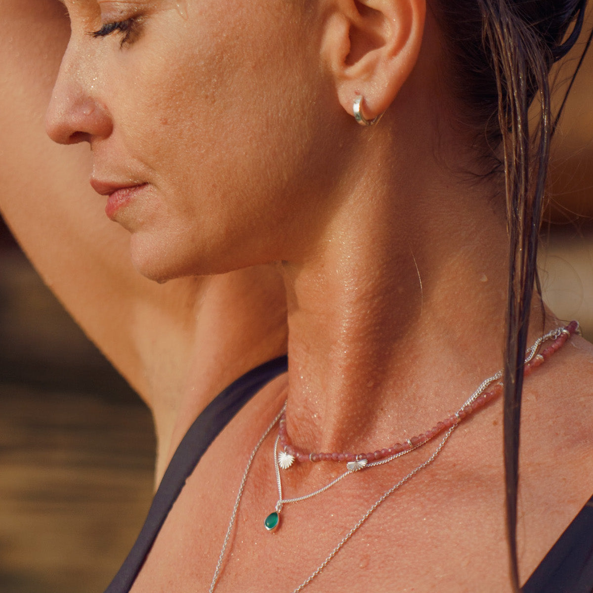 Apollo Necklace Green Onyx Silver