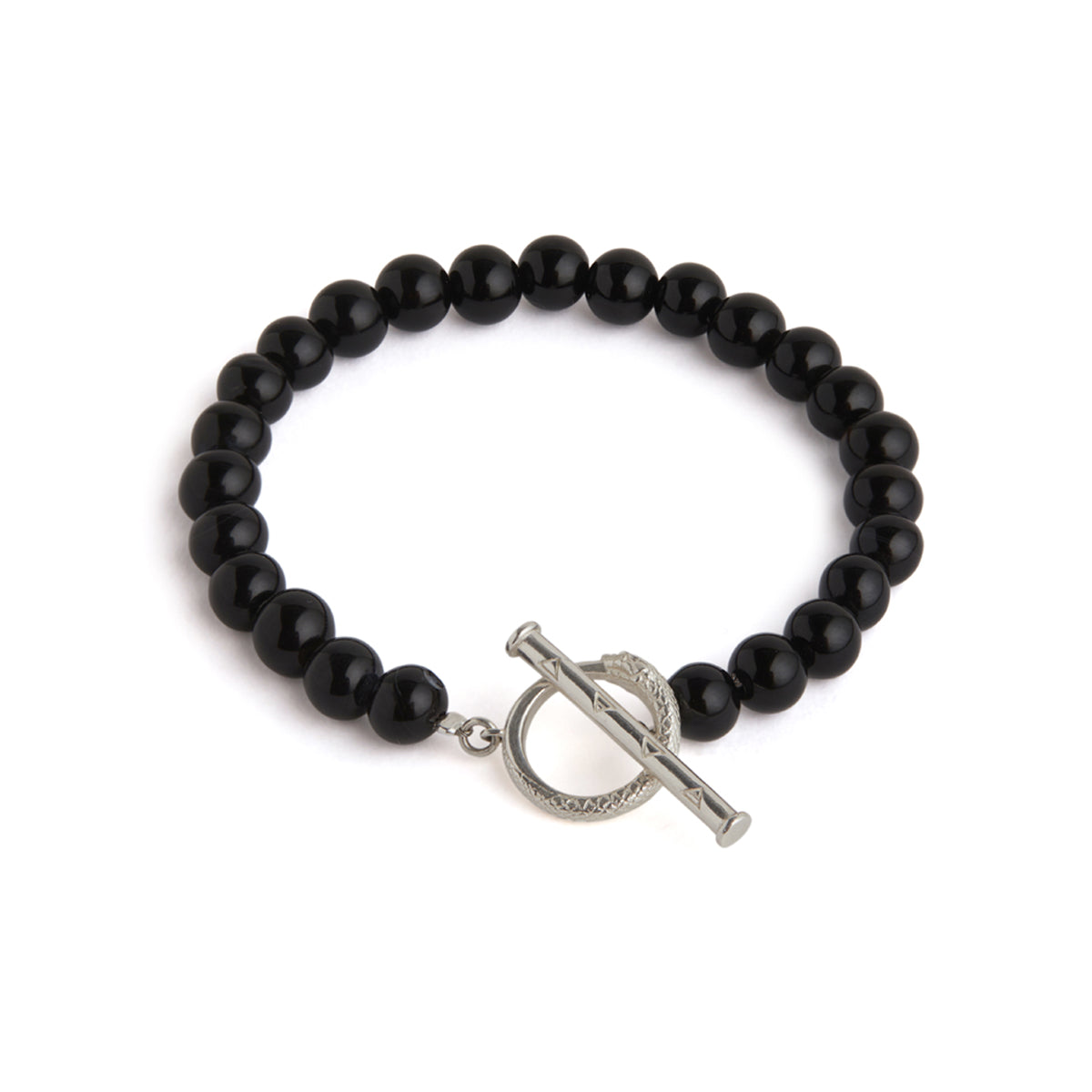 Ouroboros Black Onyx Bracelet Silver