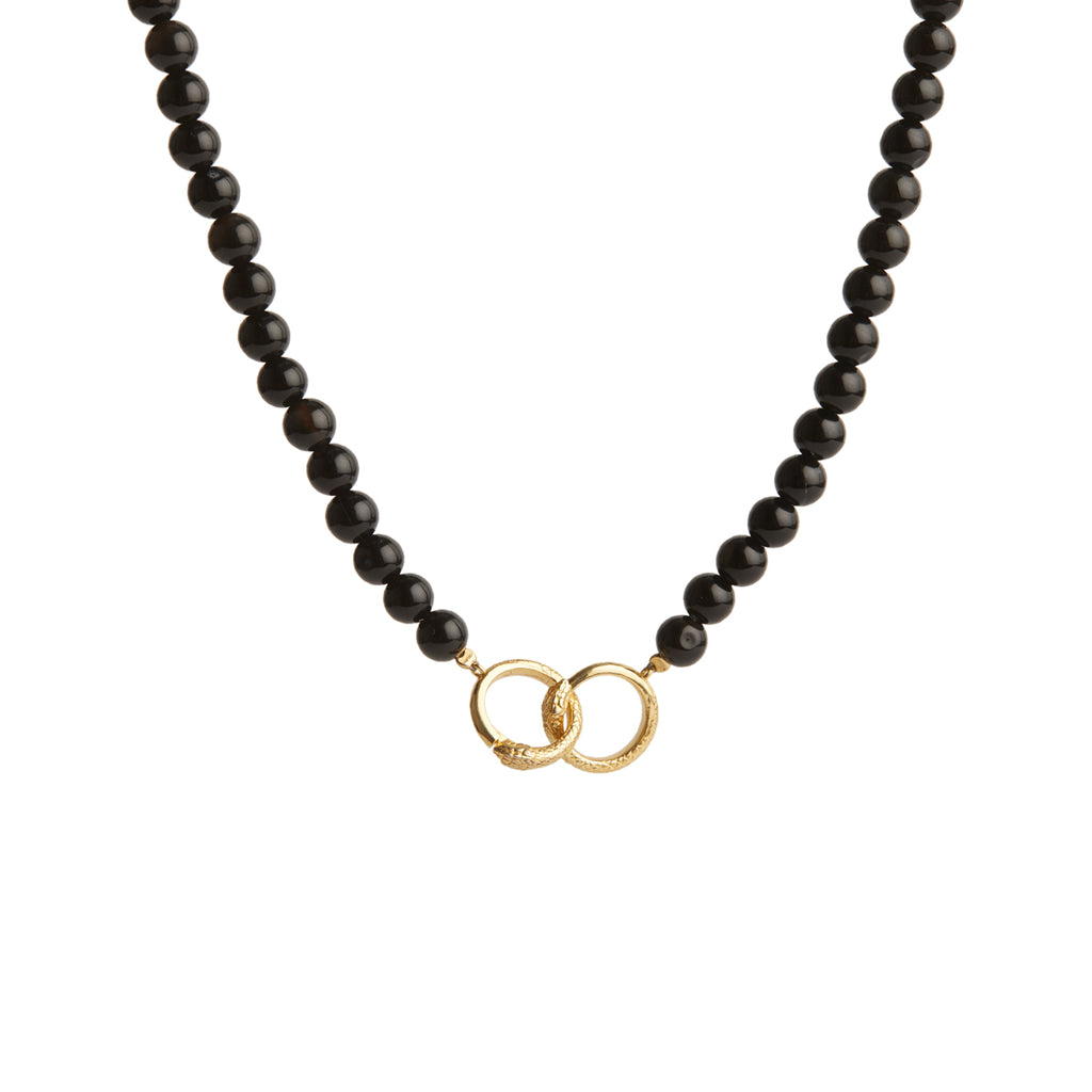 Ouroboros Black Onyx Necklace Gold