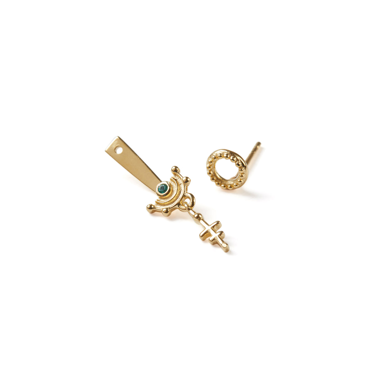 Celestial Mini Ear Jacket with an Emerald Solid Gold