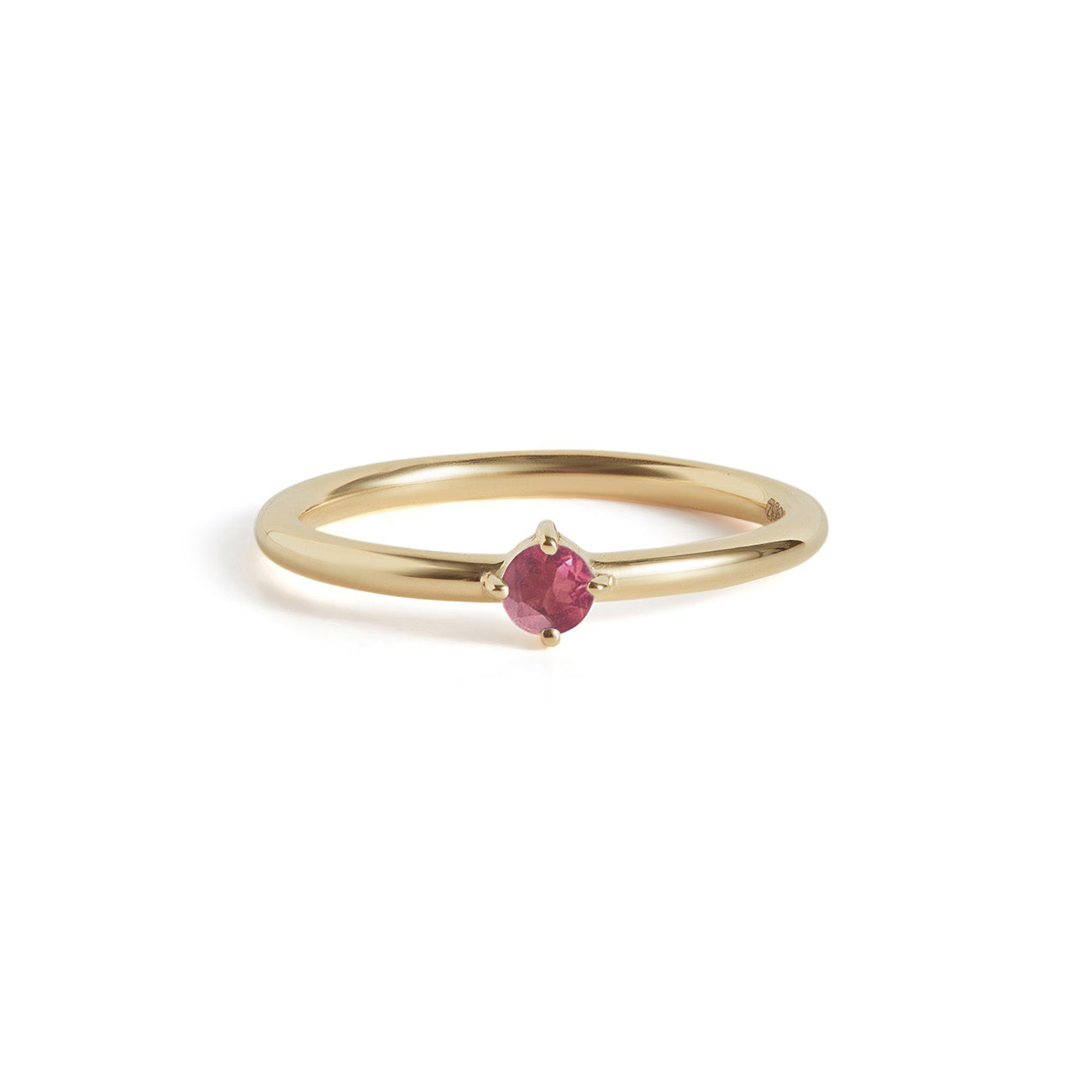 Birthstone Round Ring Solid Gold