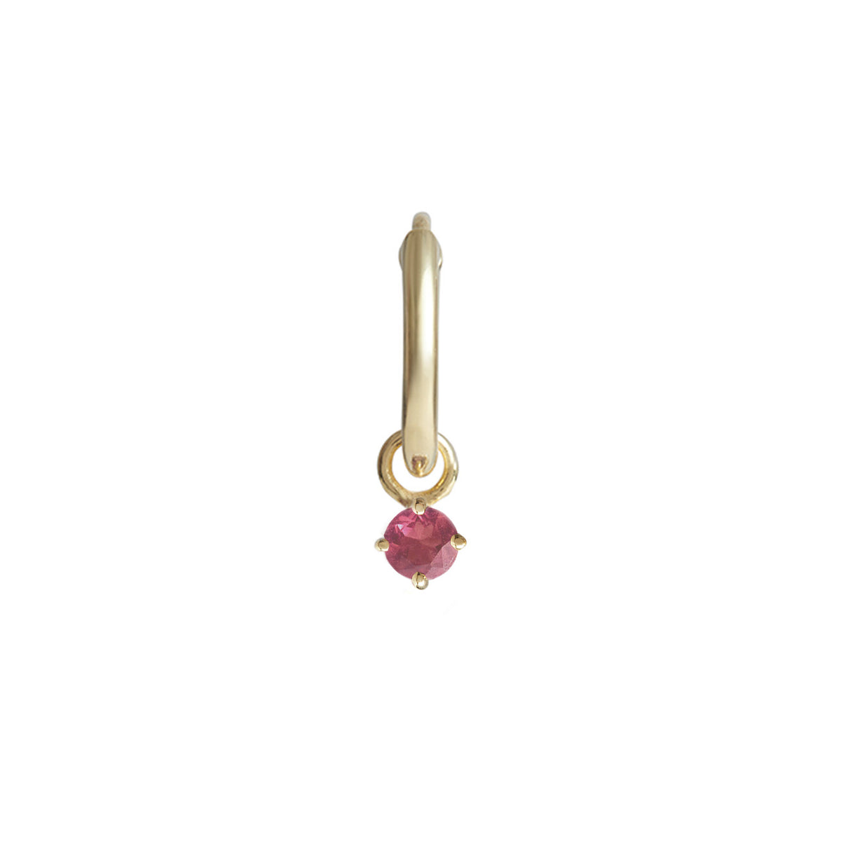 Birthstone Round Charm Hoop Solid Gold