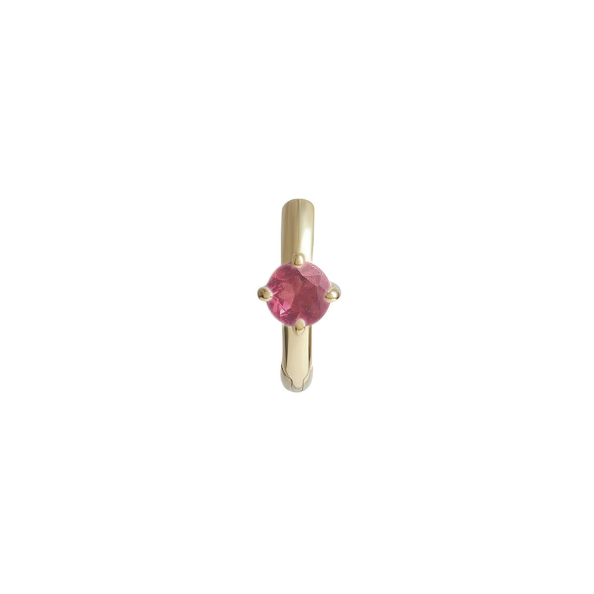 Birthstone Round Piercing Huggie Solid Gold