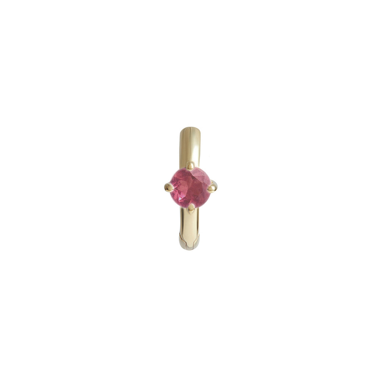 Birthstone Round Piercing Huggie Solid Gold