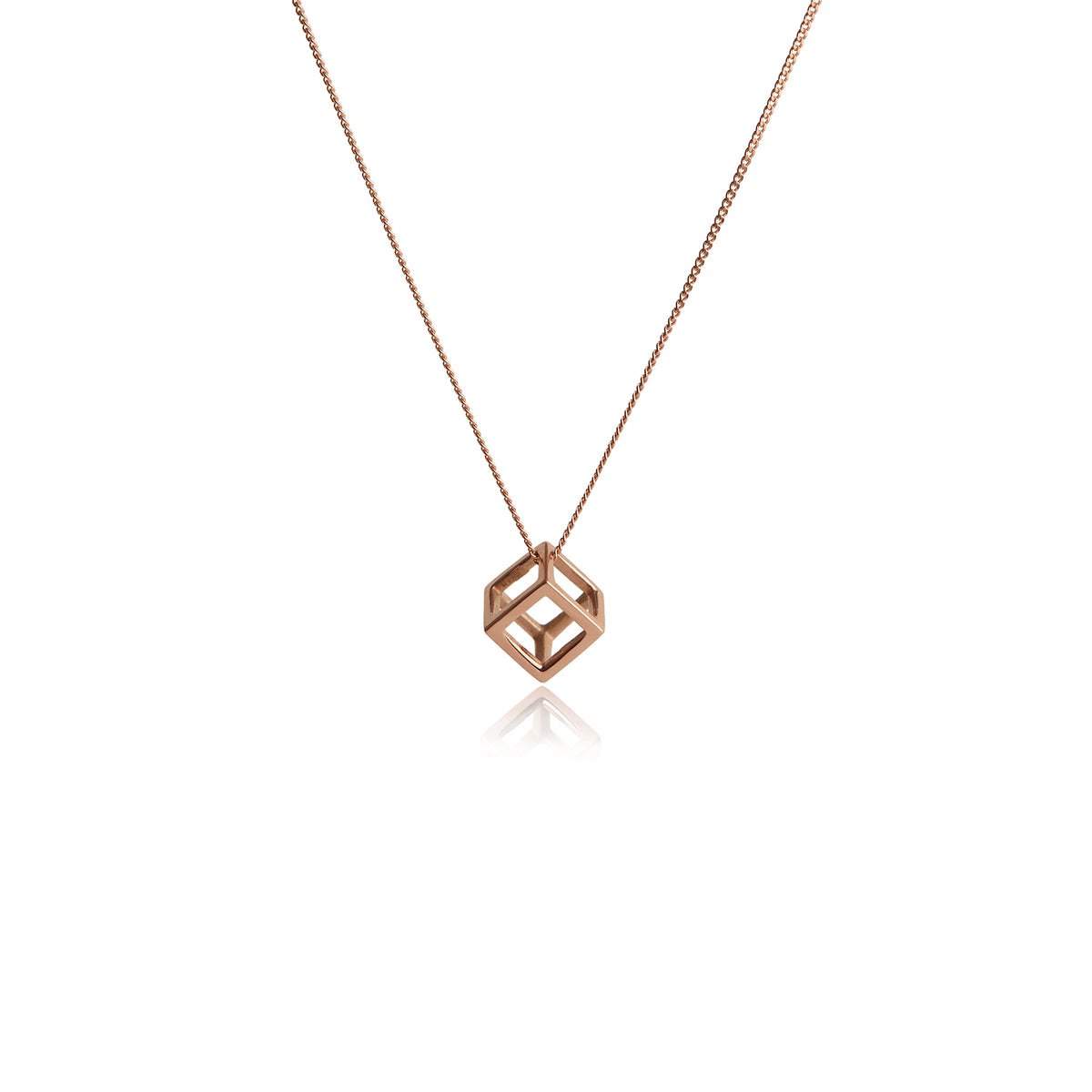 Cube Mini Necklace Solid Rose Gold