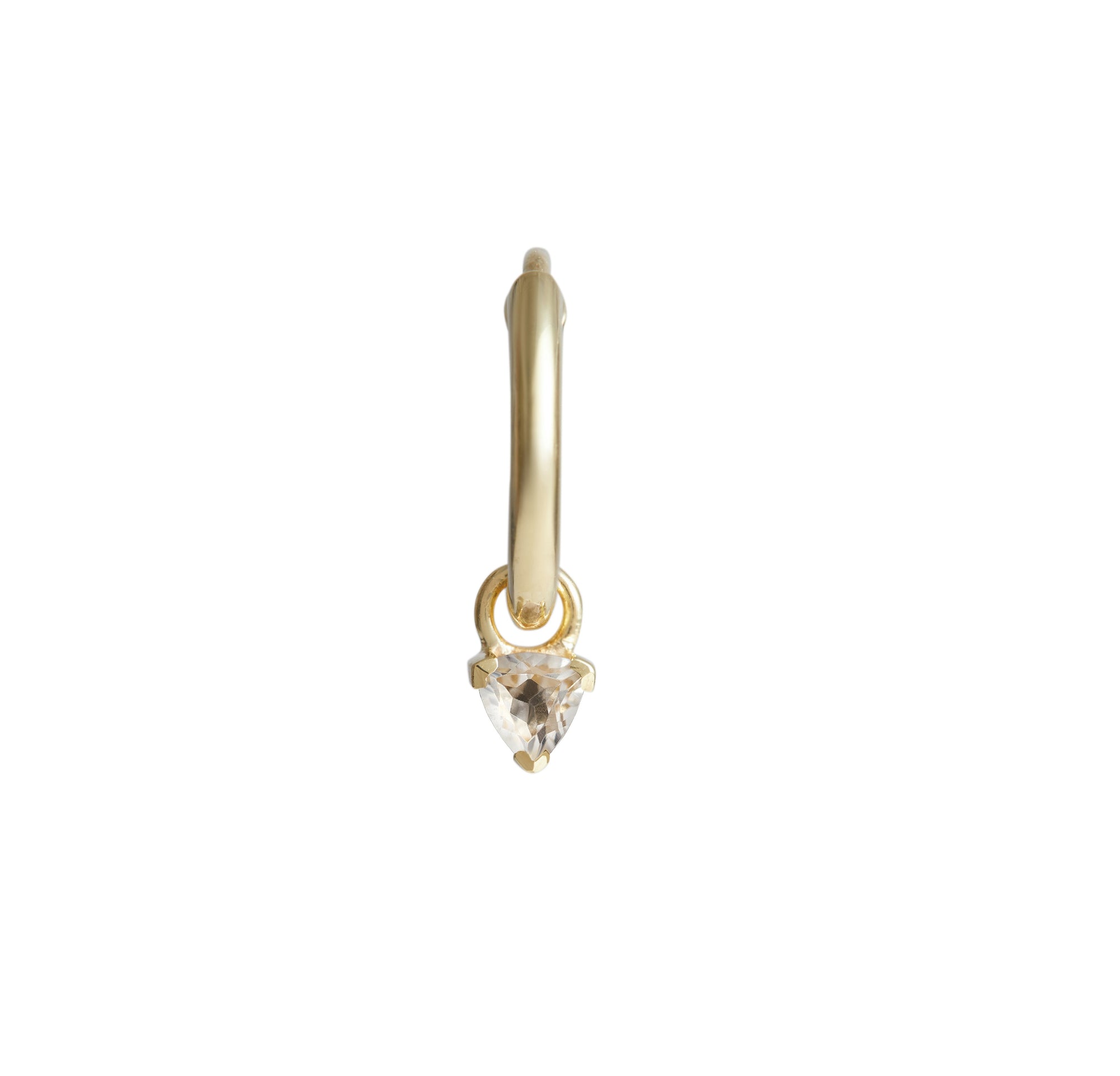Birthstone Trillion Charm Hoop Solid Gold