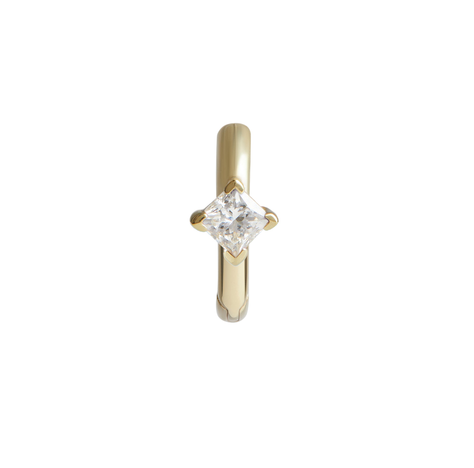 Birthstone Square Piercing Huggie Solid Gold