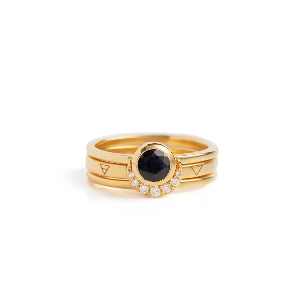 Eclipse Fine Stack Black Sapphire Solid Gold