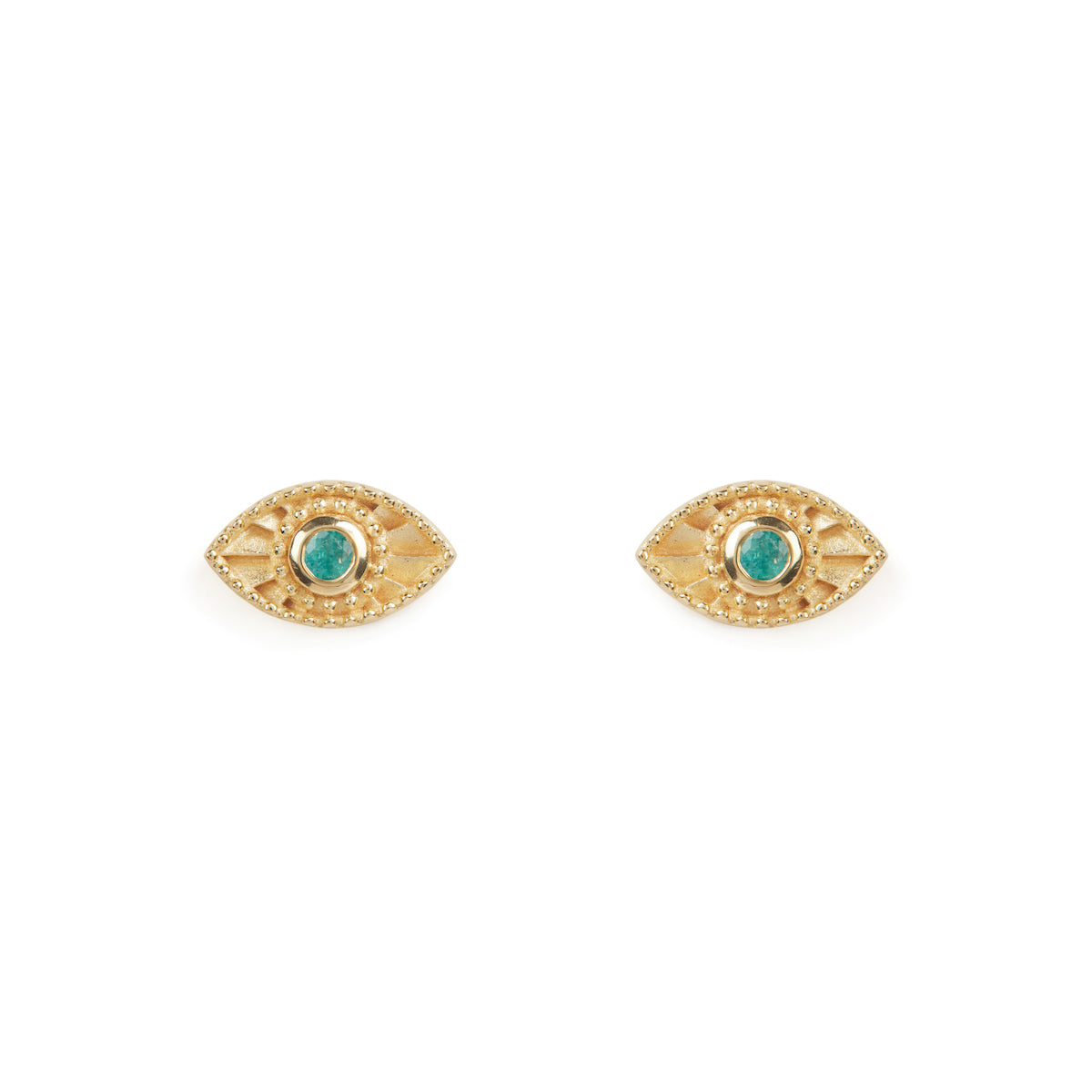 Rays Of Light Studs Emerald Solid Gold