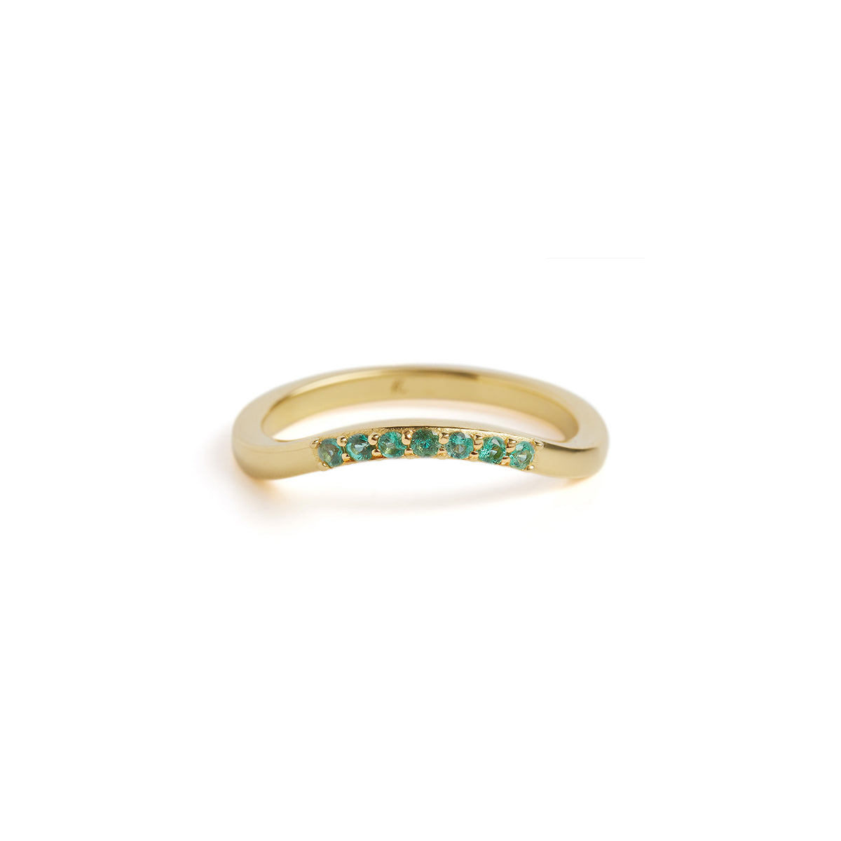 Rays of Light Fine Ring Emerald Solid Gold