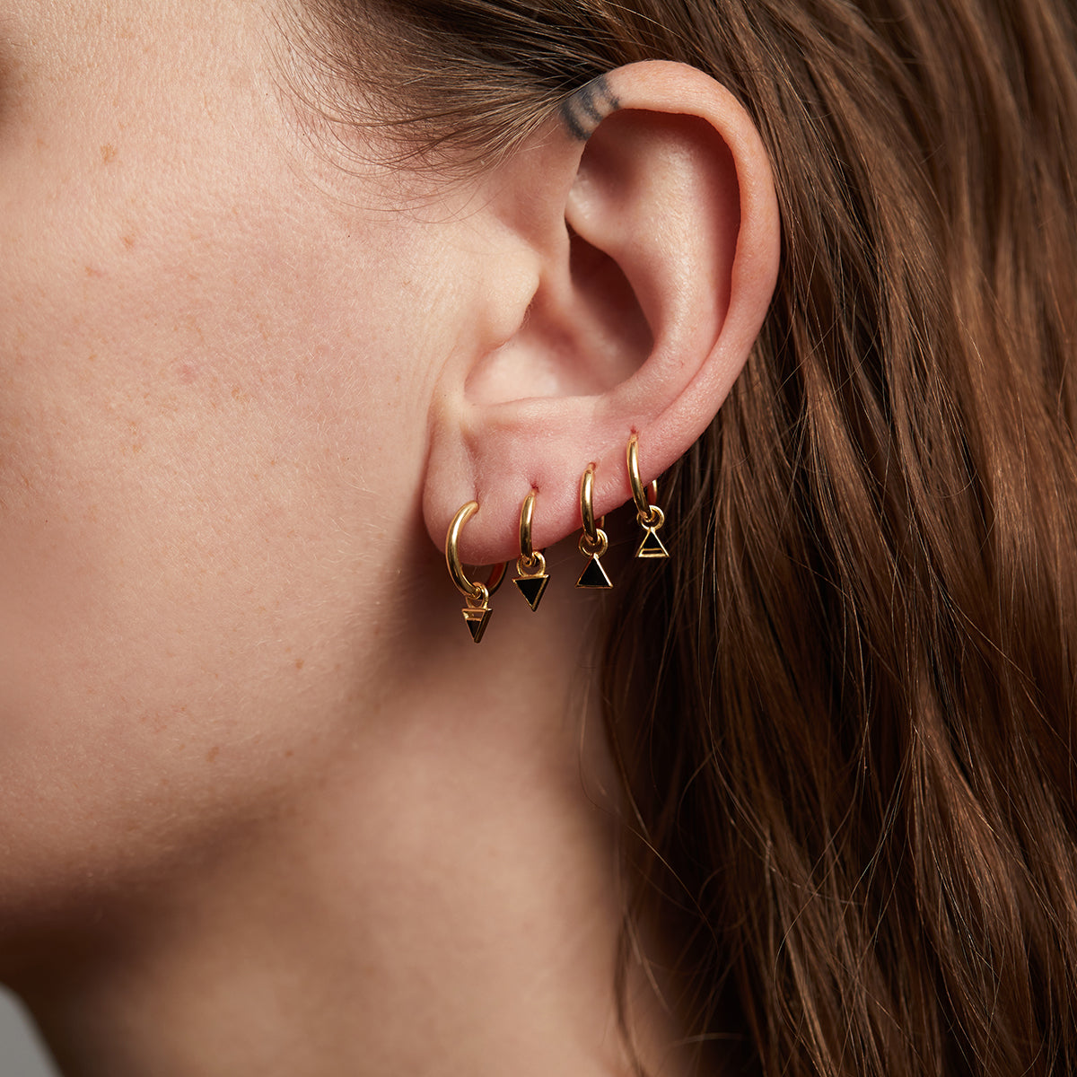 Four Elements Enamel Mini Hoop Earrings Gold