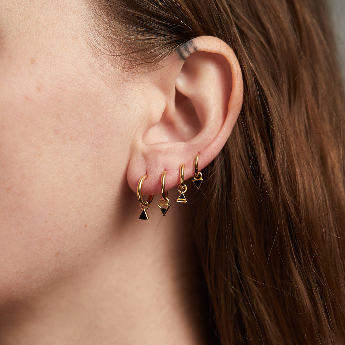 Four Elements Enamel Mini Hoop Earrings Gold