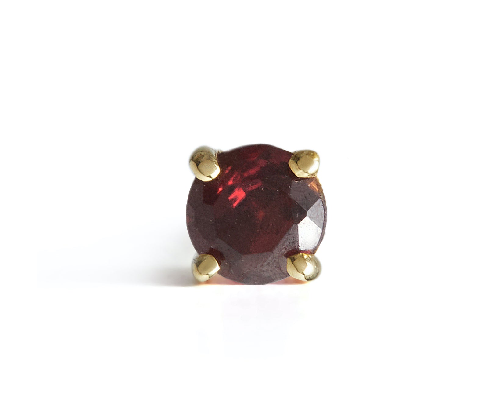 Birthstone Round Stud Solid Gold