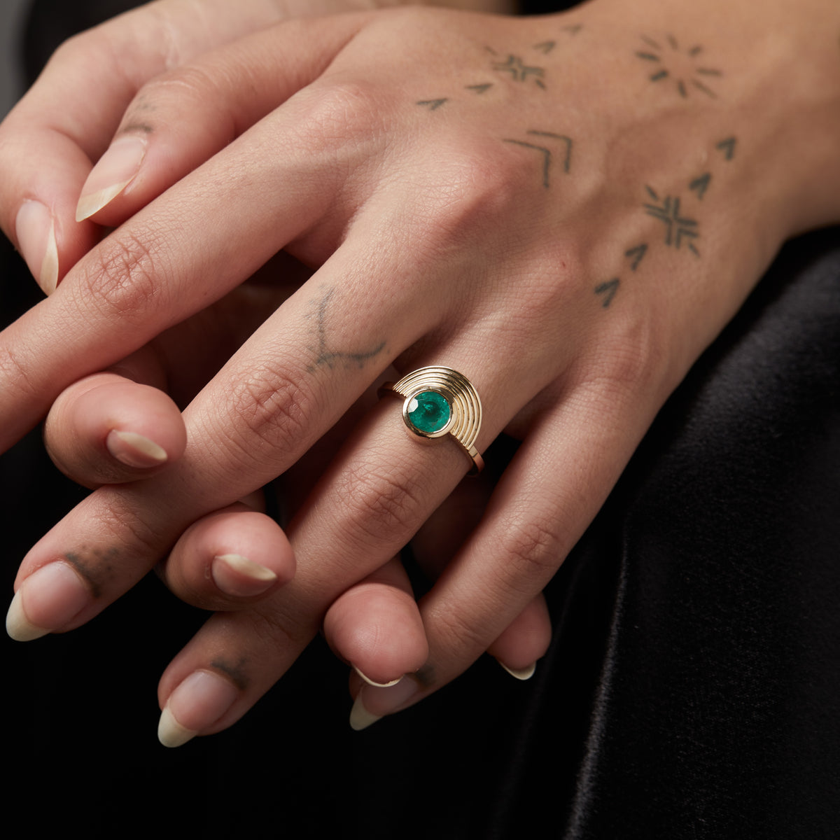 Interstellar Fine Stack Emerald Solid Gold