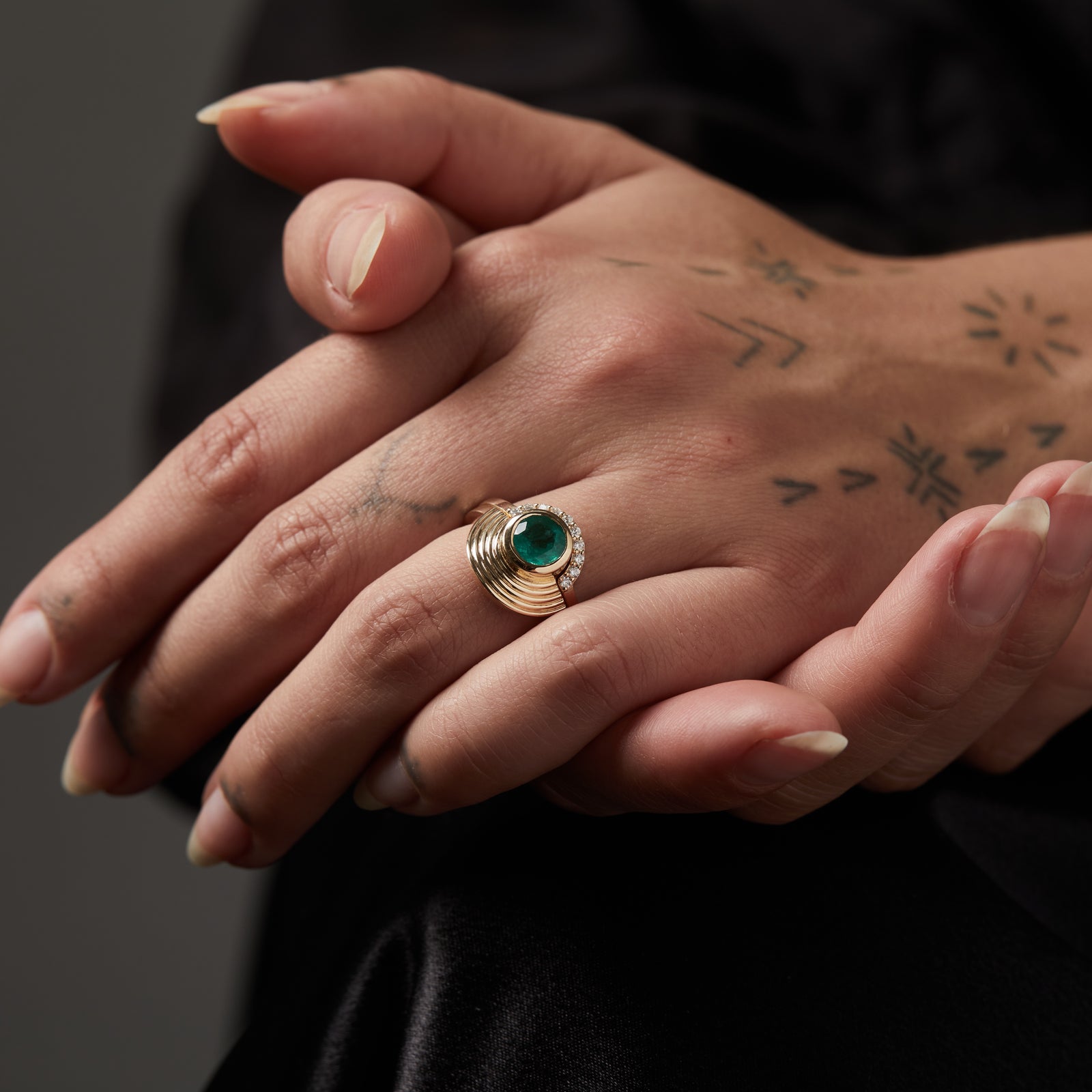 Interstellar Fine Stack Emerald Solid Gold
