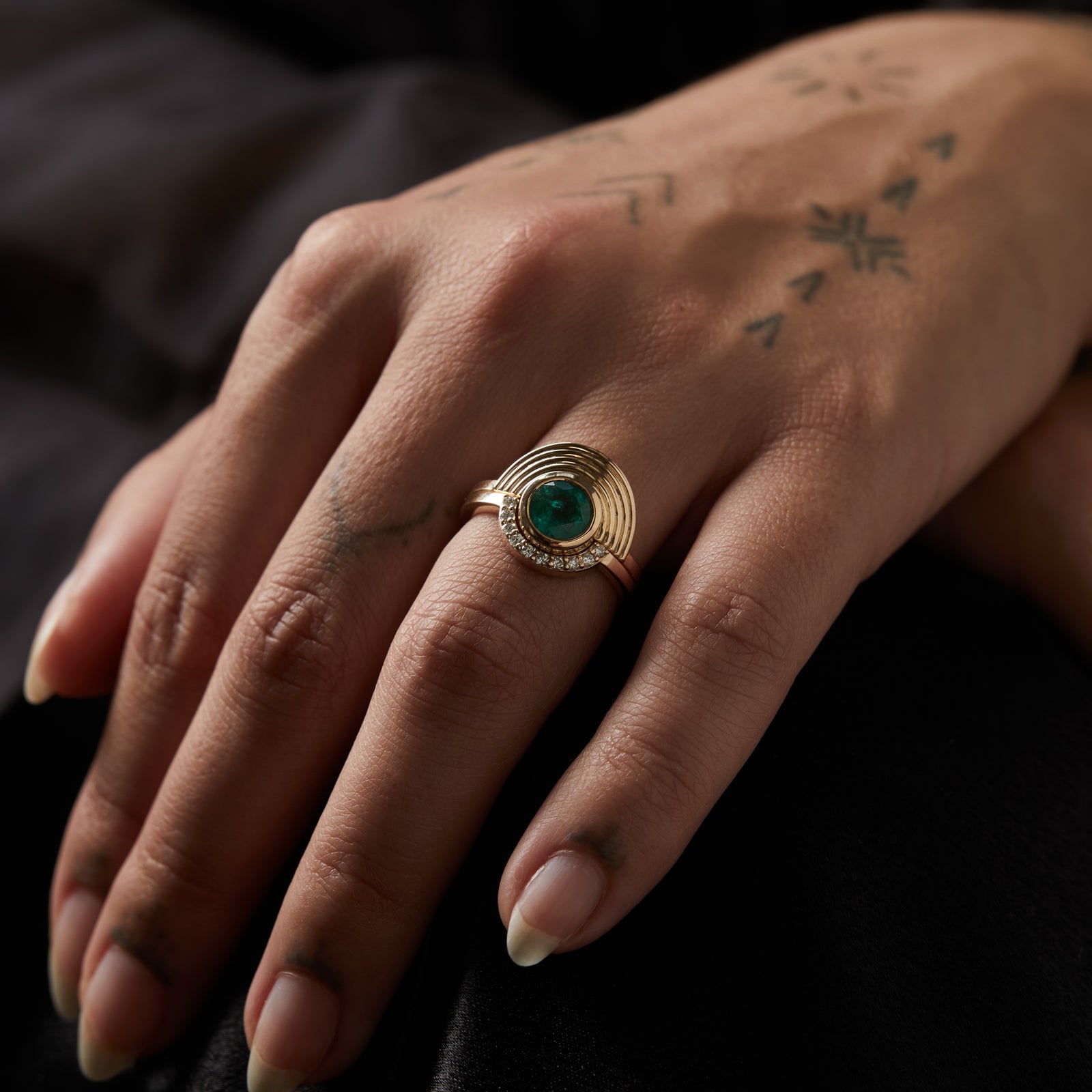 Interstellar Fine Stack Emerald Solid Gold