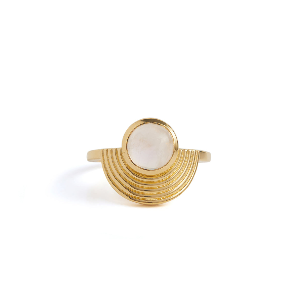 Interstellar Fine Stack Moonstone and Amethyst Solid Gold