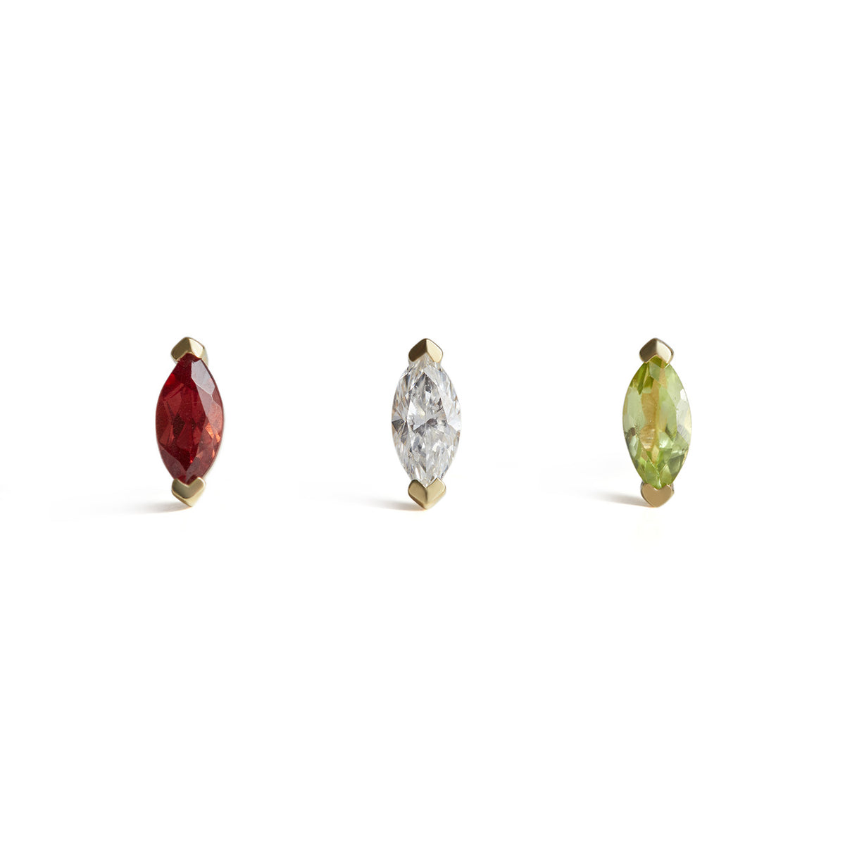 Birthstone Marquise Stud Solid Gold